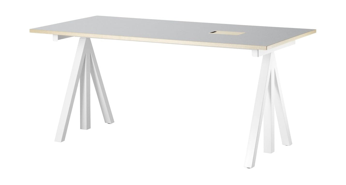 String Furniture Fungerar höjd justerbar skrivbord 78x160 cm, ljusgrå linoleum