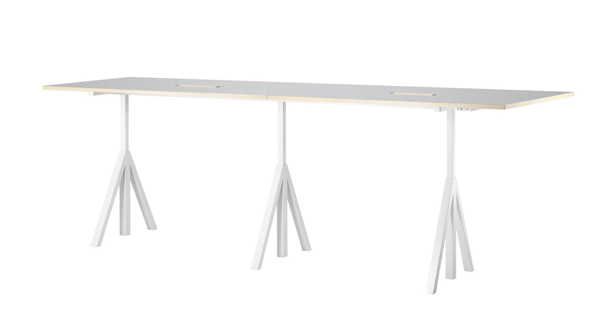 String Furniture Fungerar höjd justerbar möte tabell 90x180 cm, ljusgrå linoleum