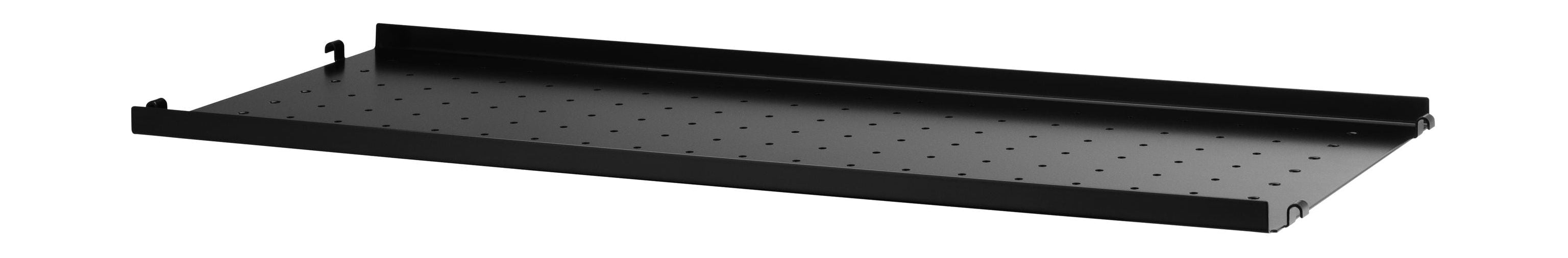 String Furniture Strängsystemets metallhylla med låg kant 30x78 cm, svart