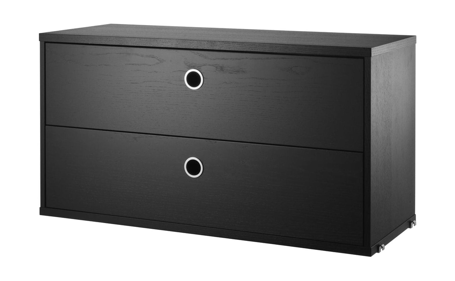 String Furniture Strängsystemskåp med 2 lådor svart -färgad fråga, 30x78x42 cm