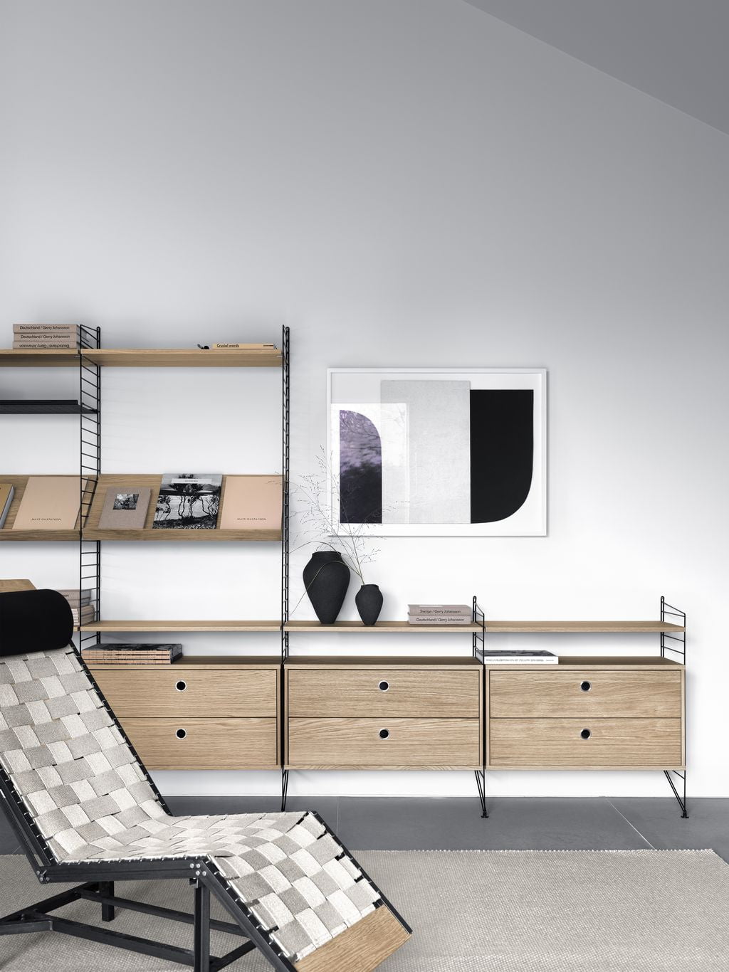 String Furniture Strängsystem golvpanel 30x85 cm grå, 2 st.