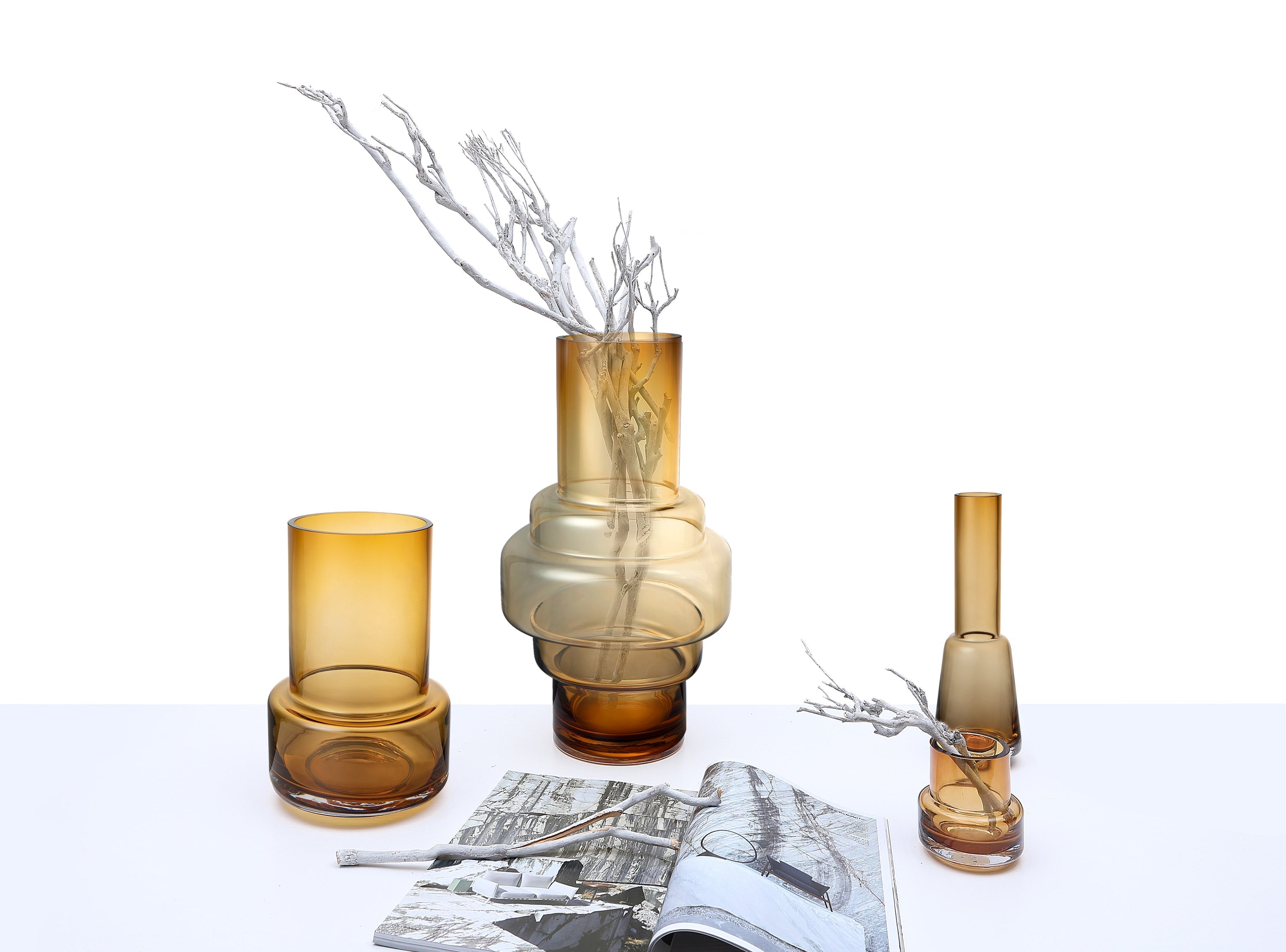 Retro style modern classy design vase, amber color, TYLER12AM