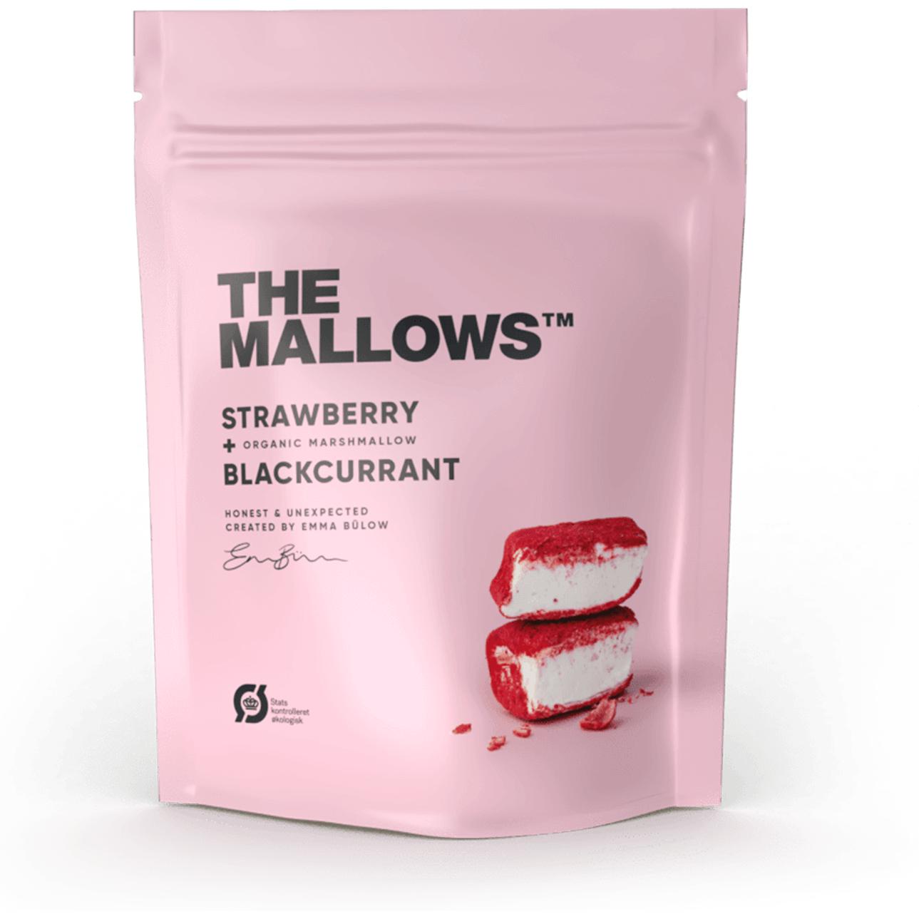 The Mallows Marshmallows med jordgubbar och svarta vinkar, 80g