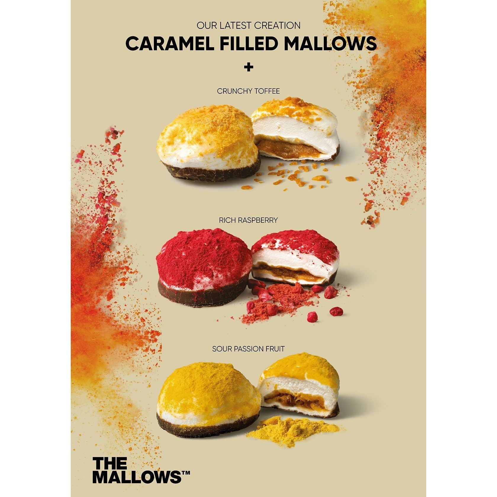 The Mallows Marshmallows med karamellfyllning - Rich Raspberry, 55g