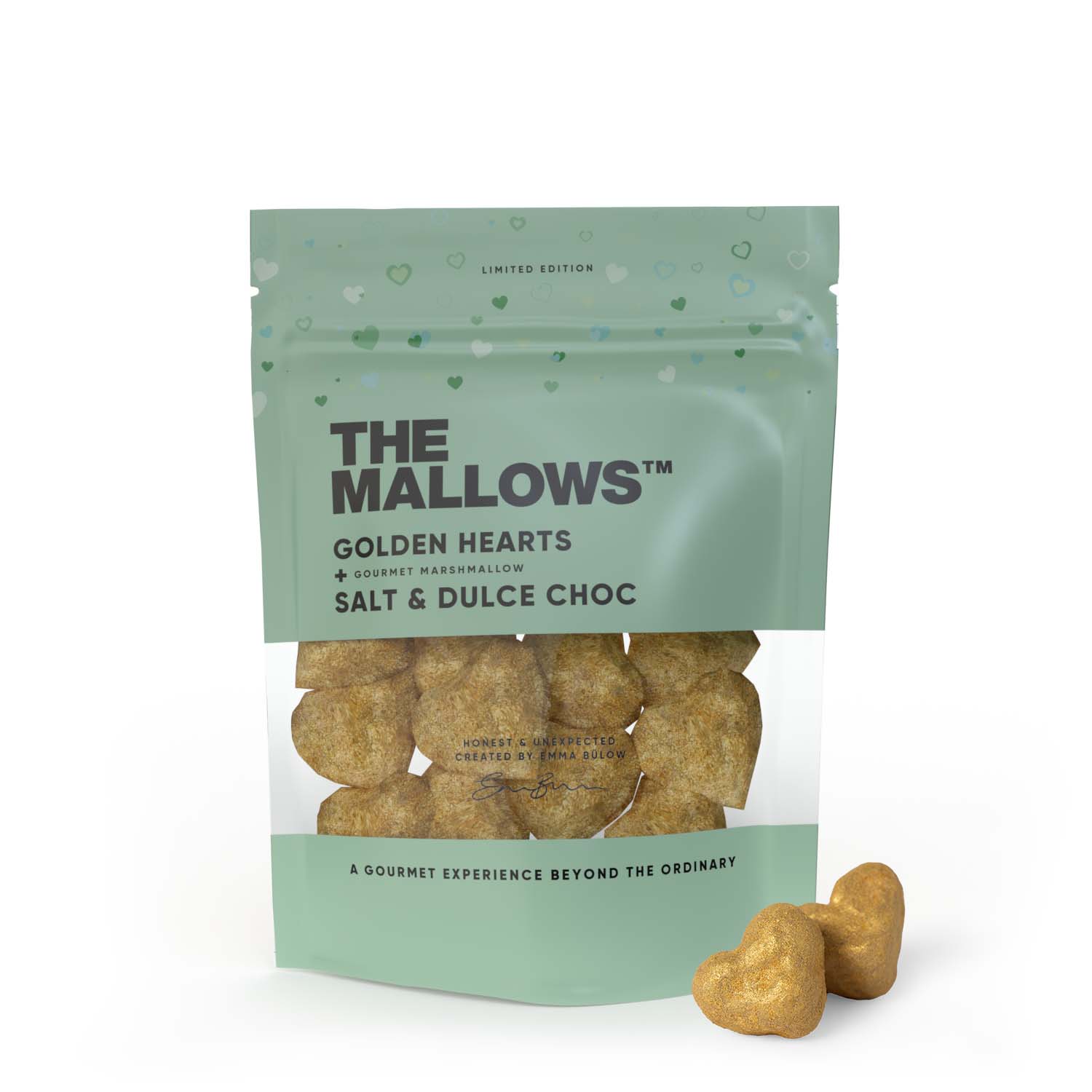 The Mallows Marshmallows med Dulce Chocolate & Salt - Golden Hearts, 90g
