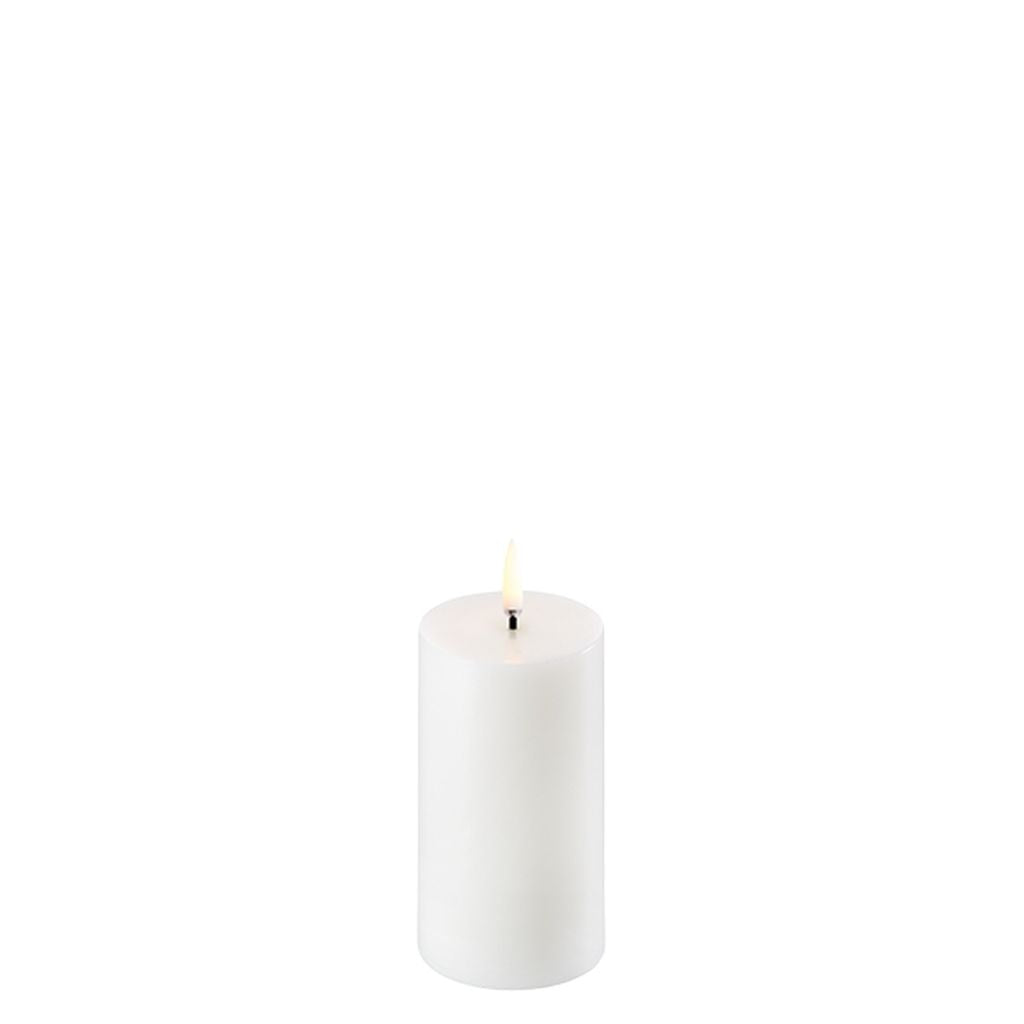 Uyuni Lighting LED Pillar Bloklys 3D Flamme ØxH 5,8x10,1 cm, Nordic White