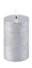 Uyuni Lighting LED Pillar Bloklys 3D Flamme ØxH 5x7,5 cm cm, Metallic Silver