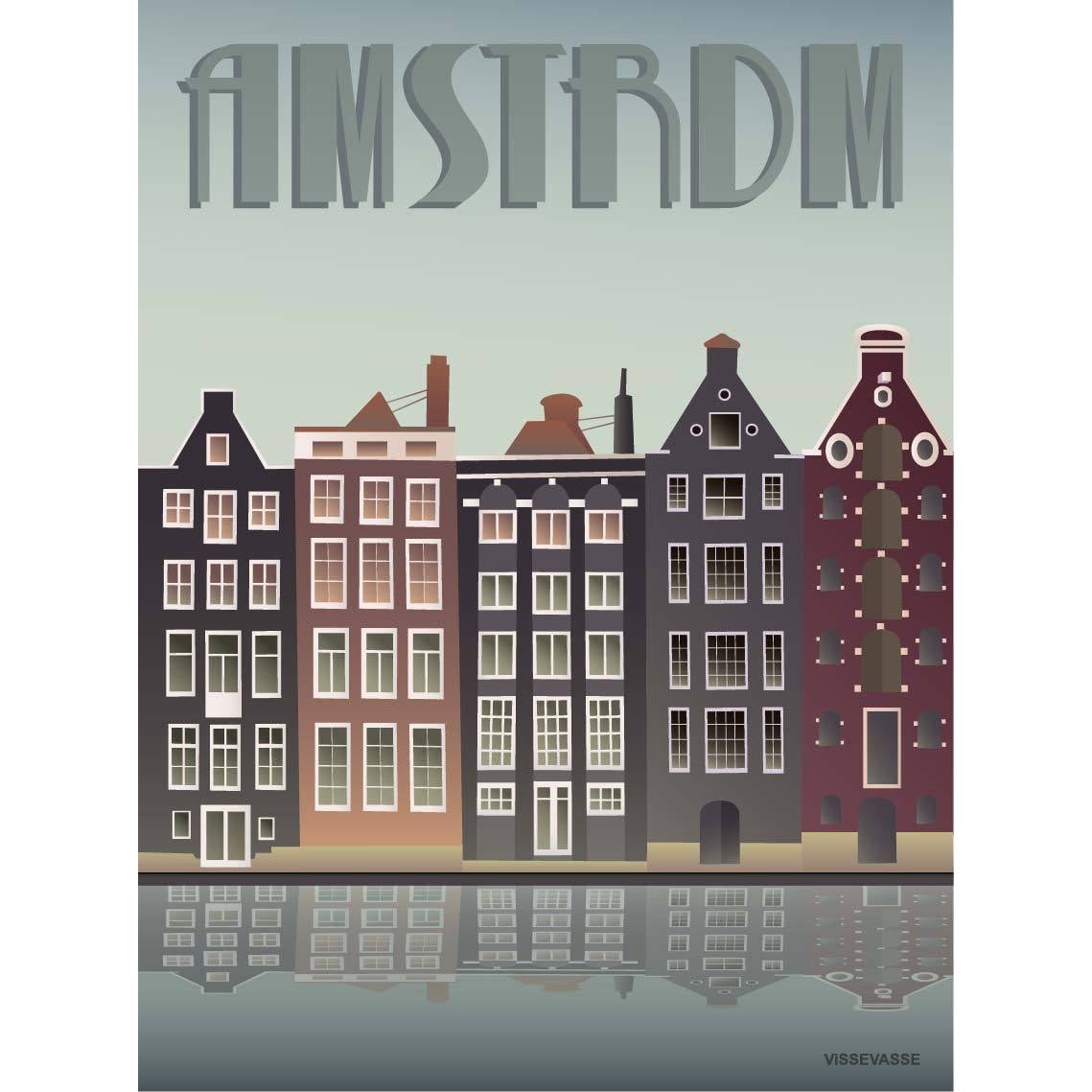 Vissevasse Amsterdam Canal Houses Plakat, 15X21 Cm