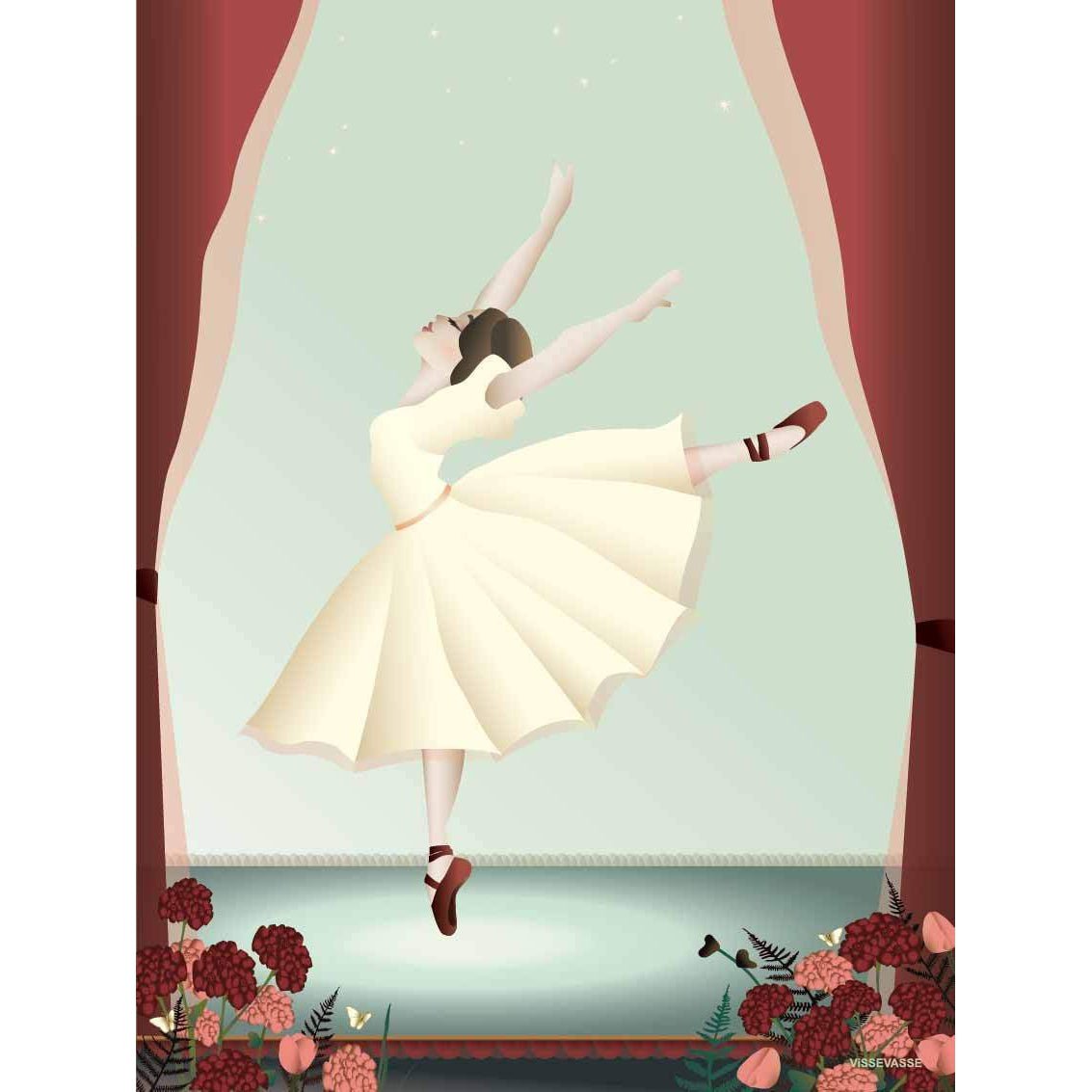 Vissevasse Ballerina Plakat, 15X21 Cm