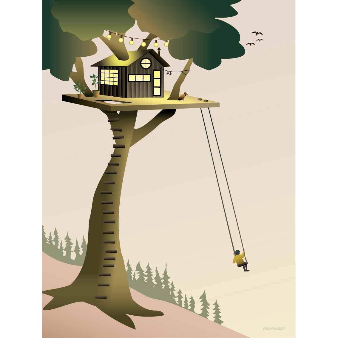 Vissevasse Tree House -affisch, 15x21 cm