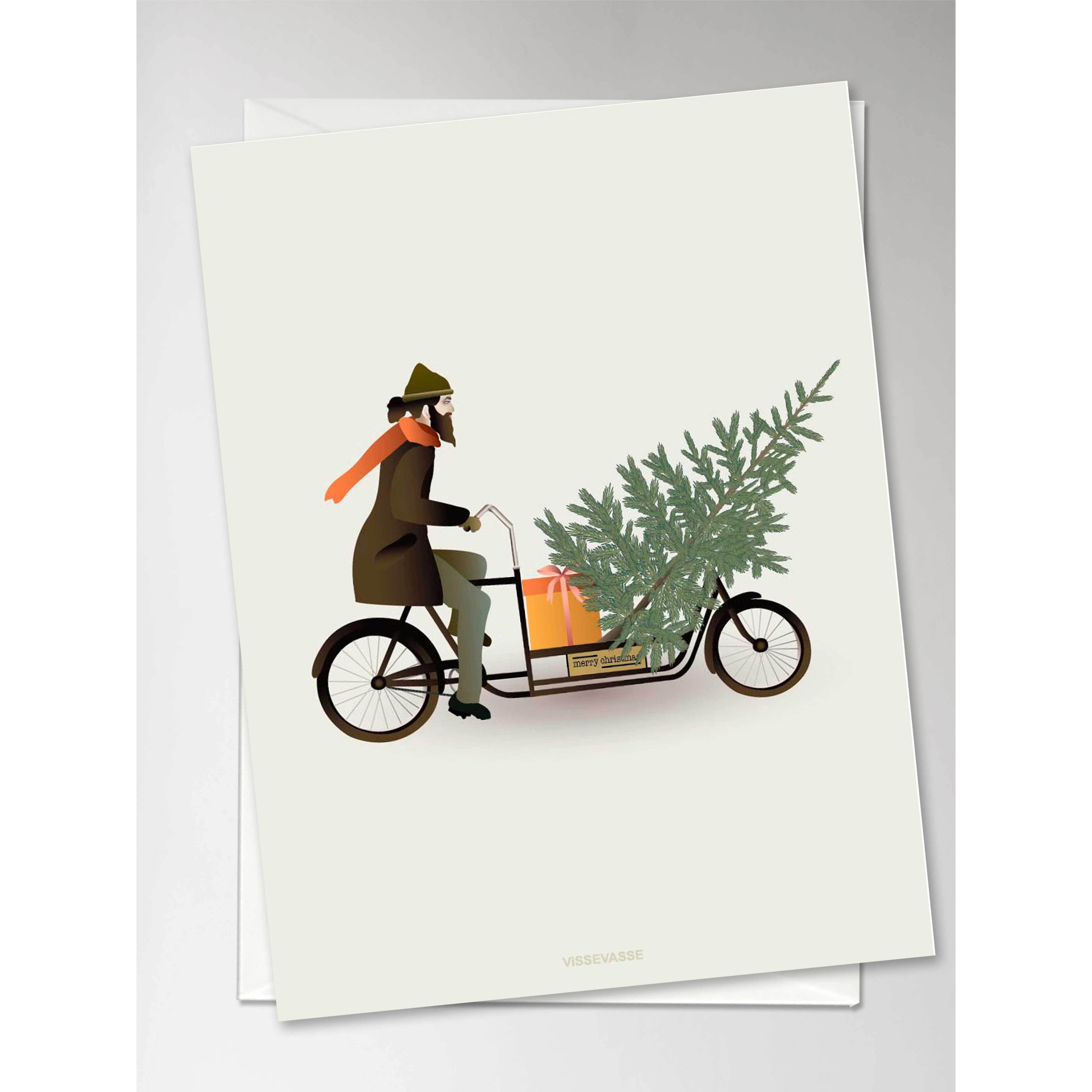 Vissevasse Bike With Christmas Tree Anledningskort, 10,5x15cm