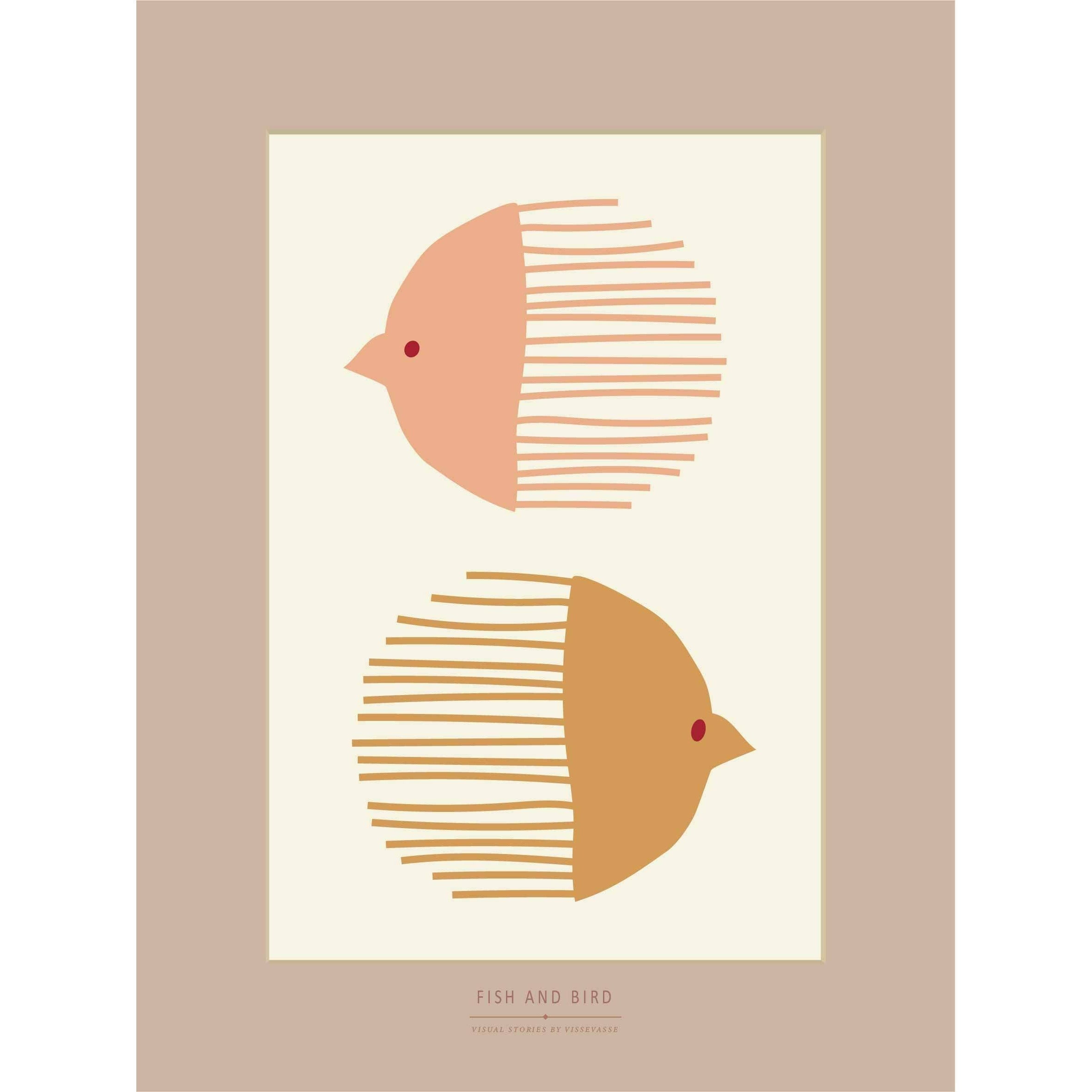 Vissevasse Bird And Fish Plakat, 30X40 Cm