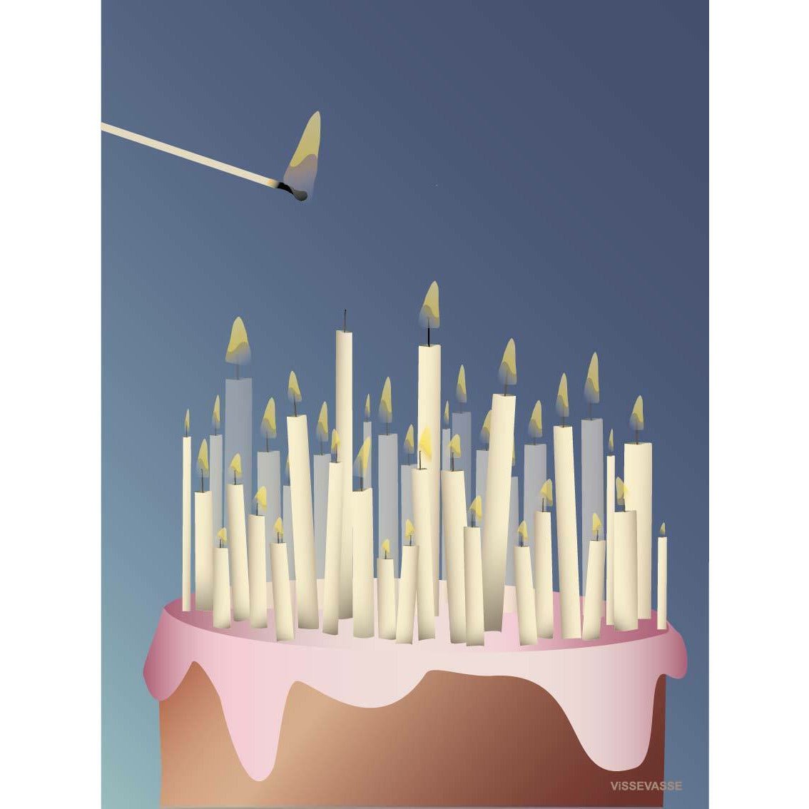 Vissevasse Cake With Candles Anledningskort, A7