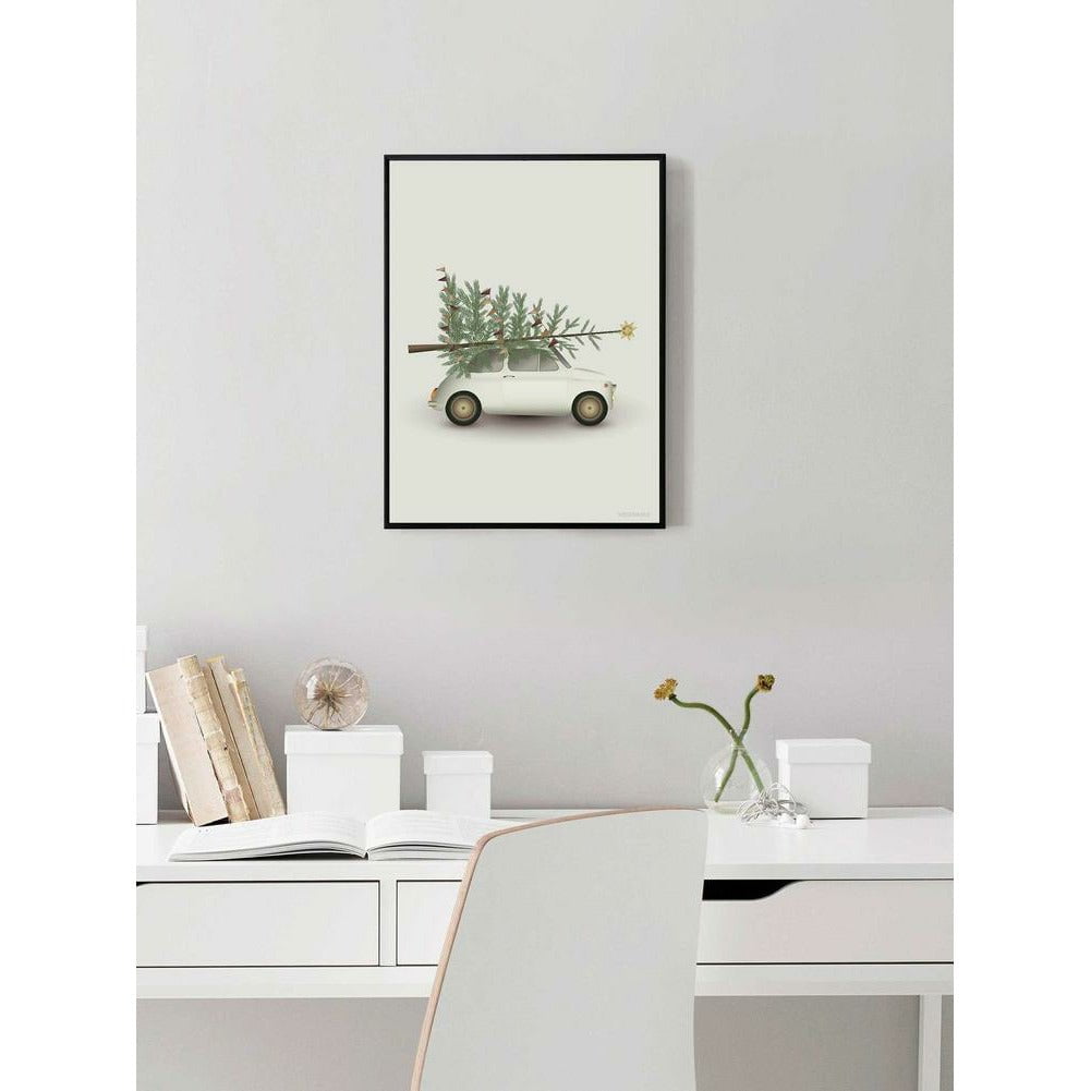 Vissevasse Juletræ Og Lille Bil Plakat, 50x70 Cm