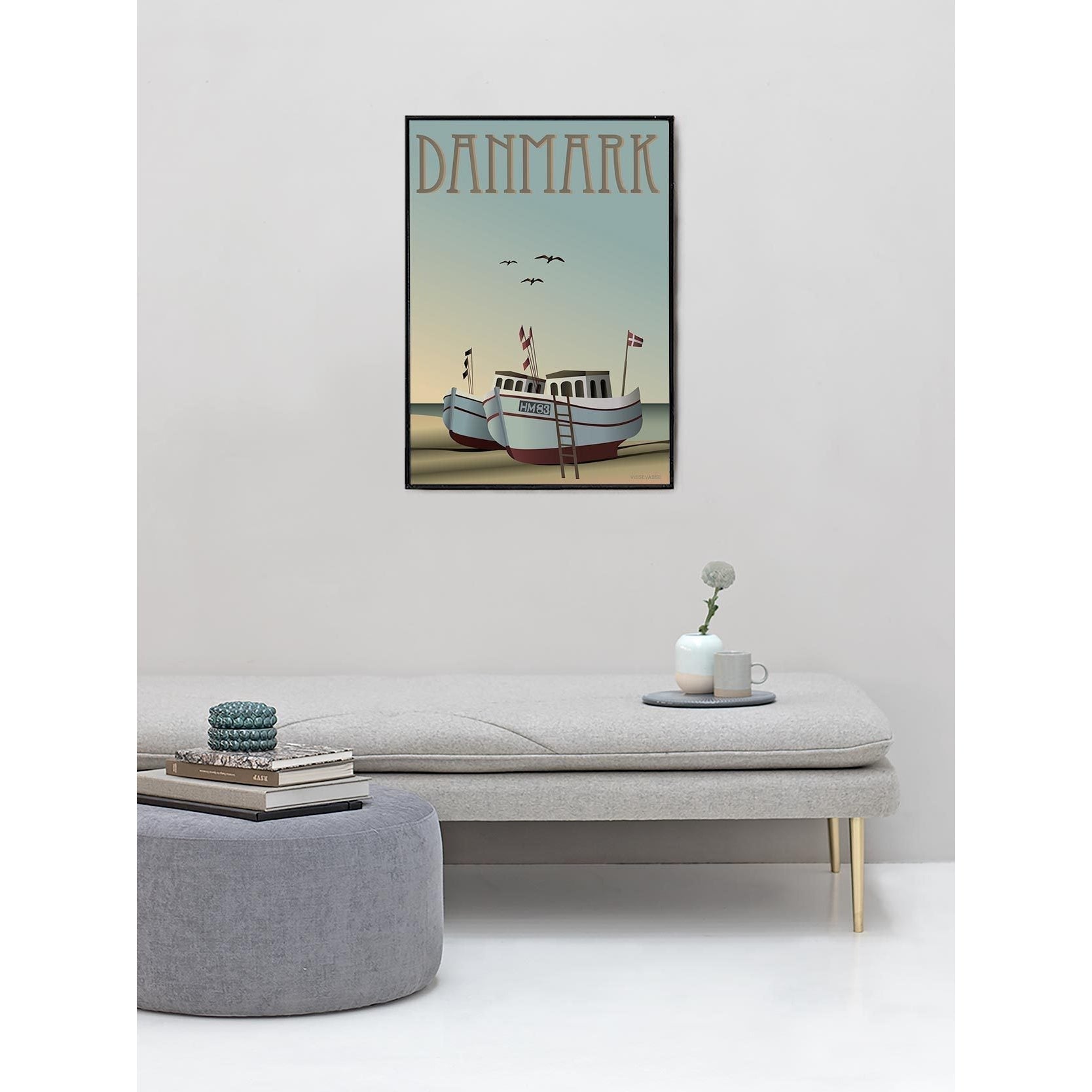 Vissevasse Danmark fiskebåtar affisch, 15x21 cm
