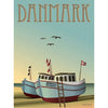 Vissevasse Danmark fiskebåtar affisch, 30x40 cm