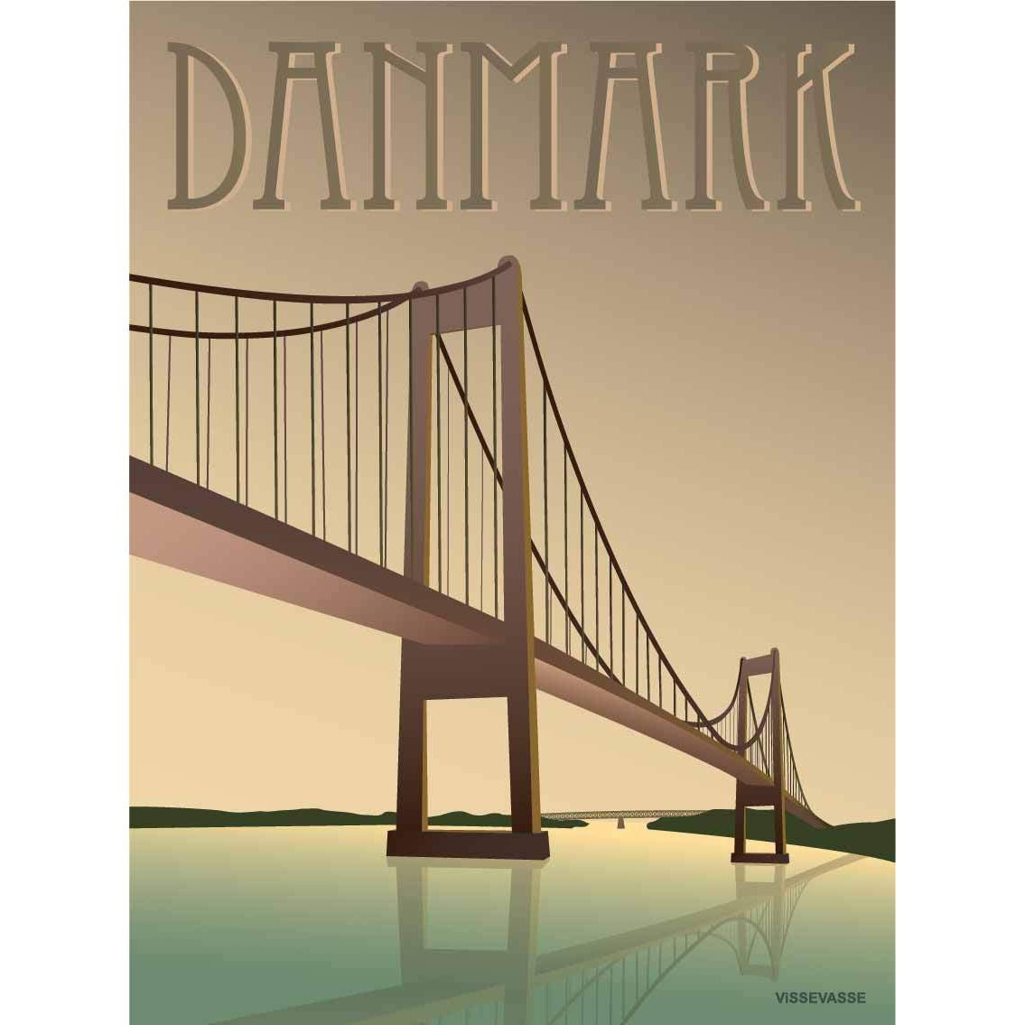 Vissevasse Danmark Little Belt Bridge -affisch, 15x21 cm