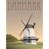 Vissevasse Danmark Mill Affisch, 15x21 cm