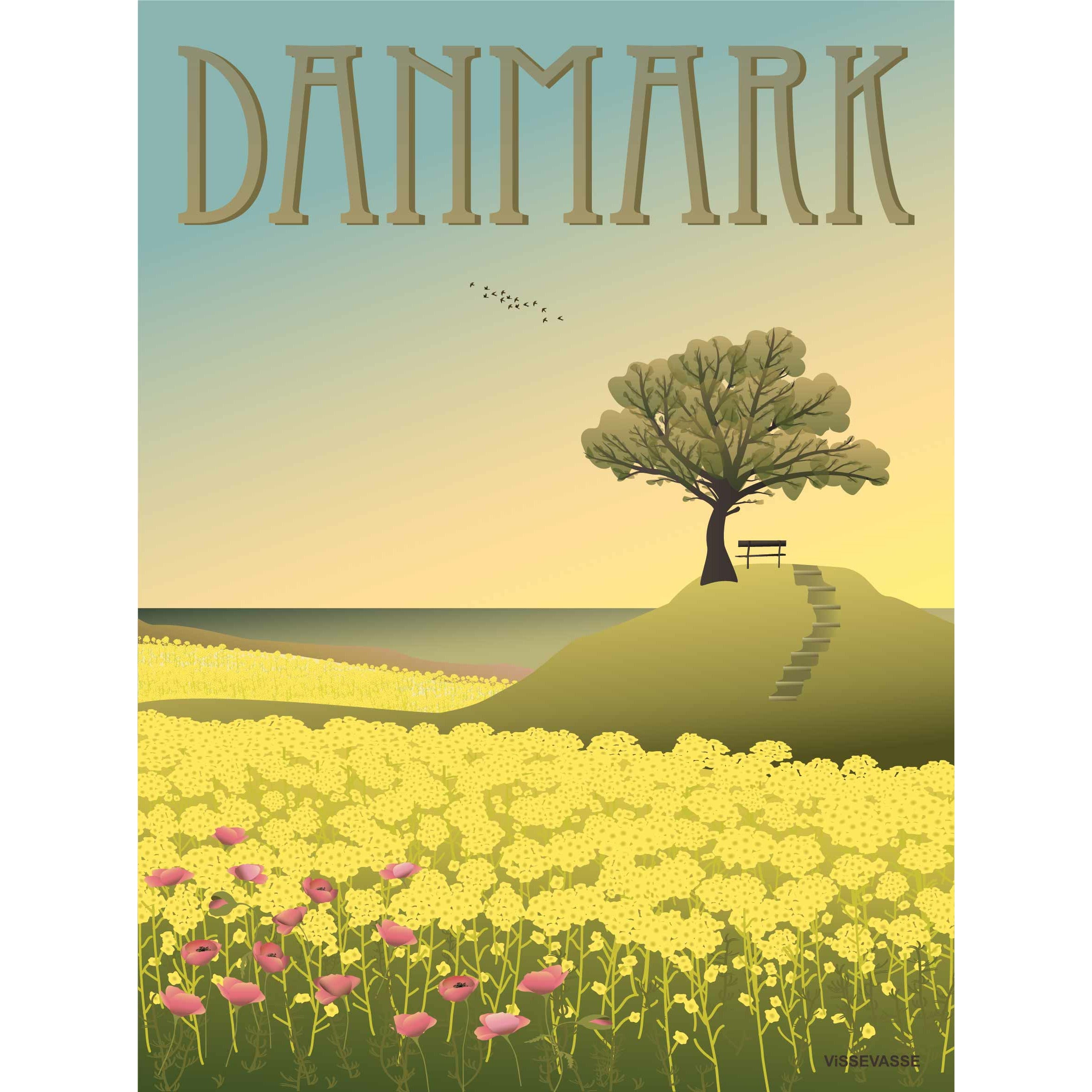 Vissevasse Danmark Rapeed Fields Poster, 15x21cm