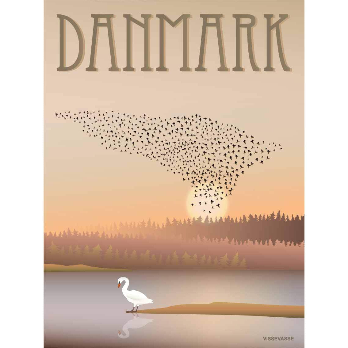Vissevasse Danmark Black Sun Poster, 15x21 cm