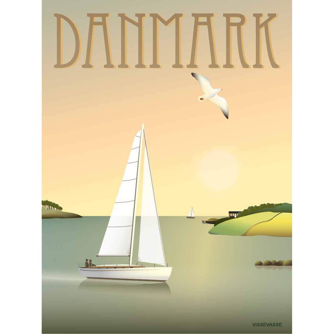 Vissevasse Danmark Sailing Boat Poster, 15x21 cm