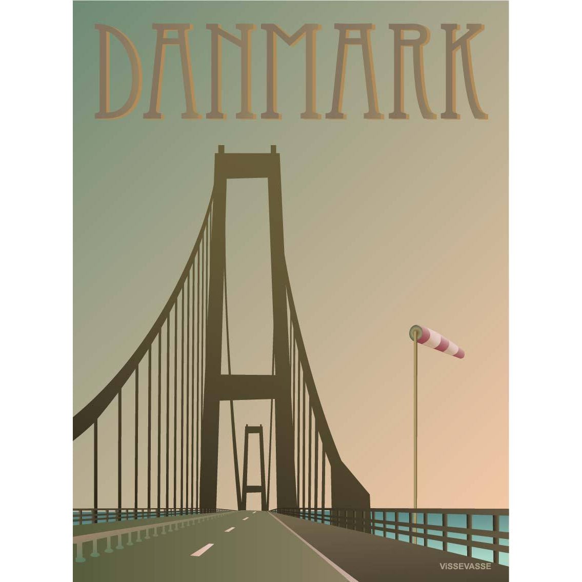 Vissevasse Danmark Great Belt Bridge -affisch, 15x21 cm