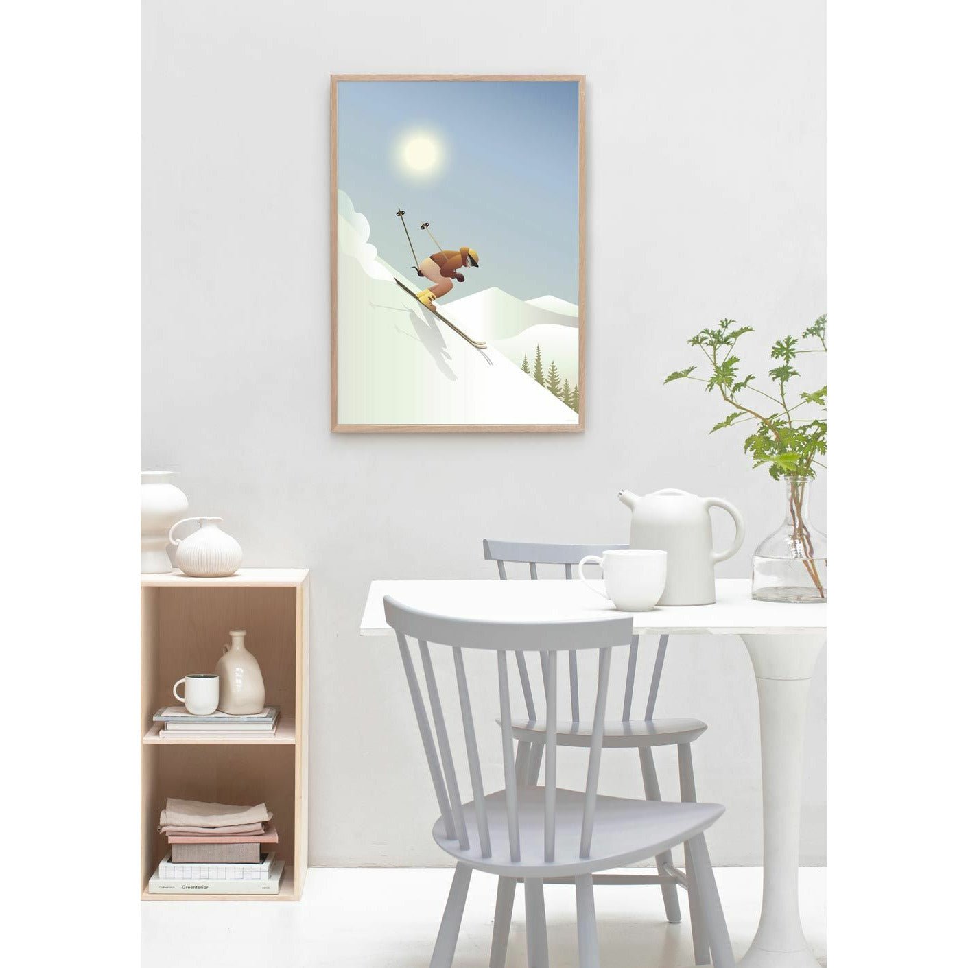 Vissevasse Downhill Skiing Affisch, 15x21 cm
