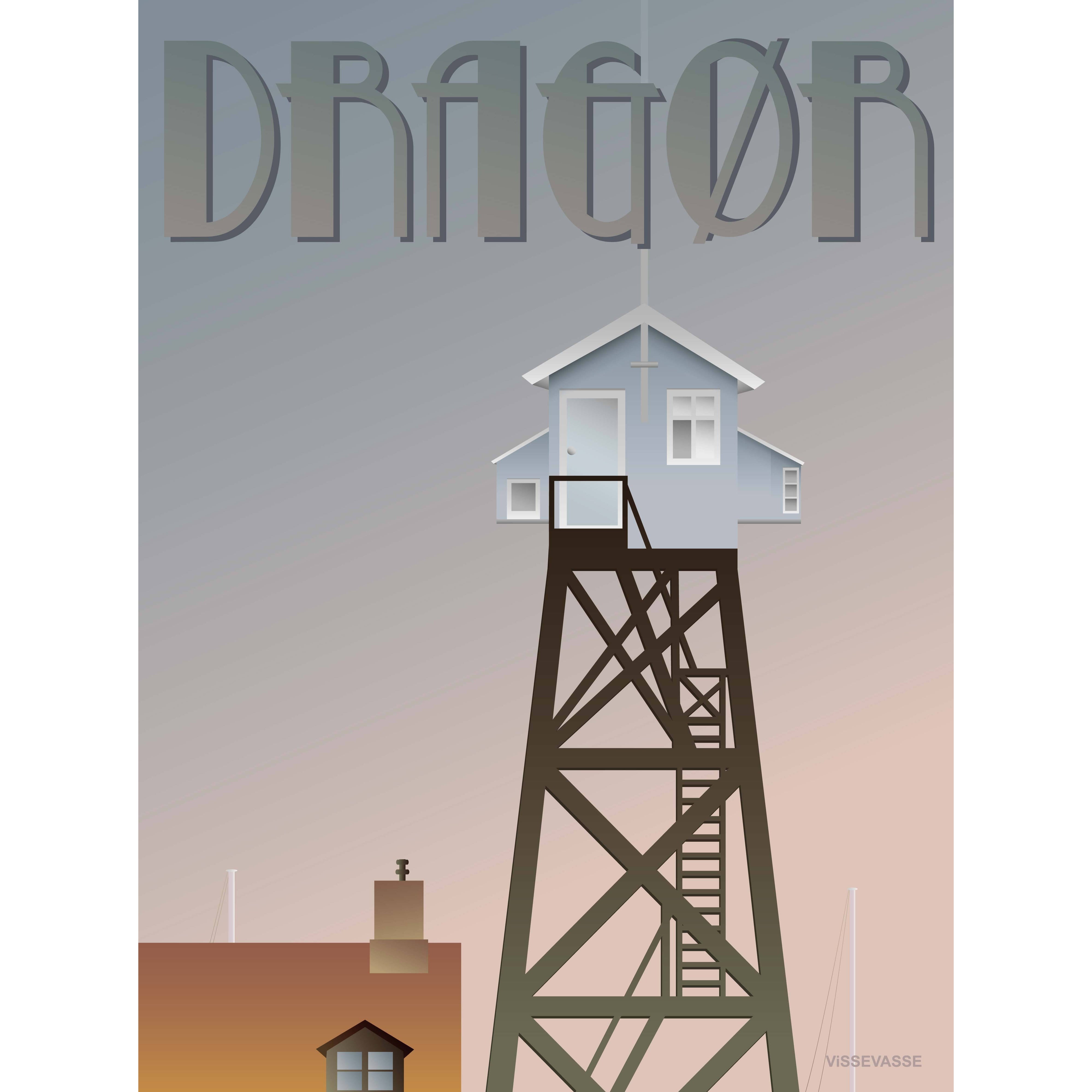 Vissevasse Dragør Lod Tower -affisch, 15x21 cm