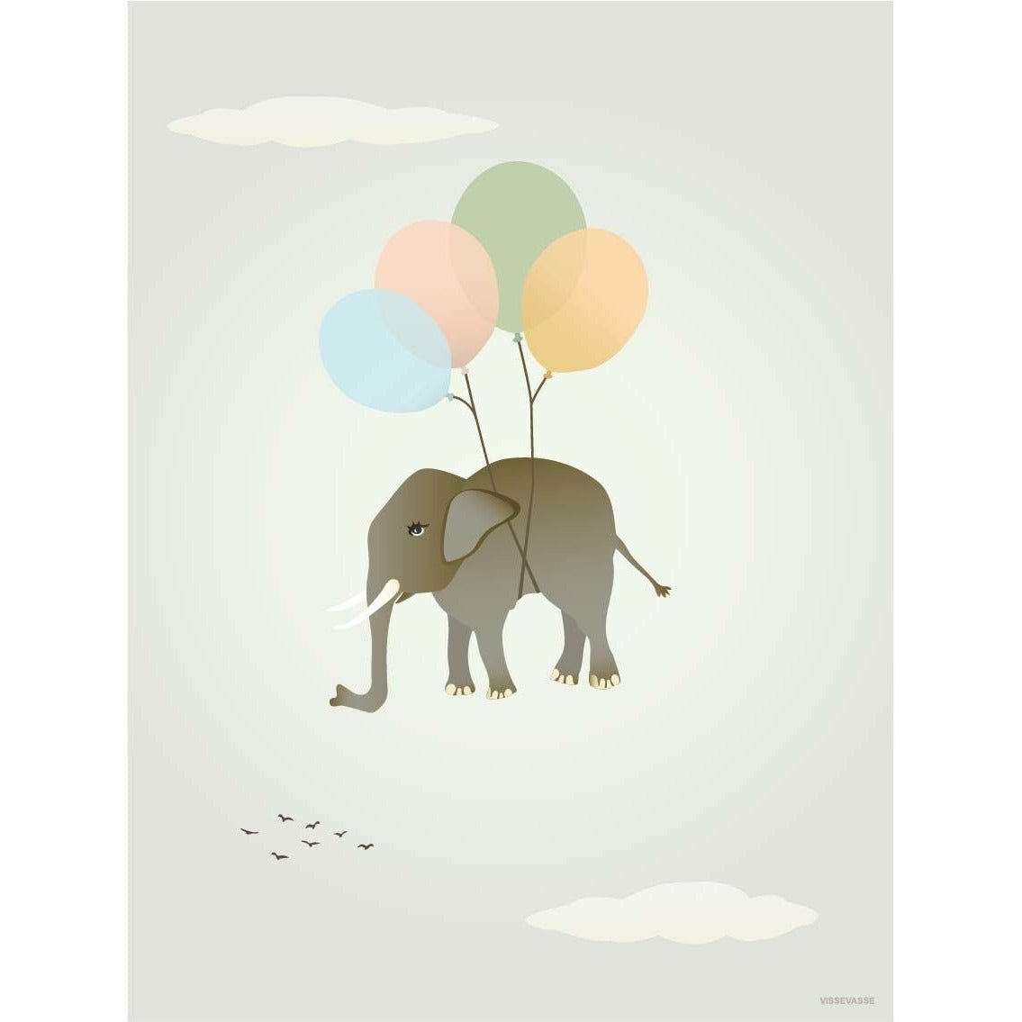 Vissevasse Flygande elefant affisch, 50x70 cm
