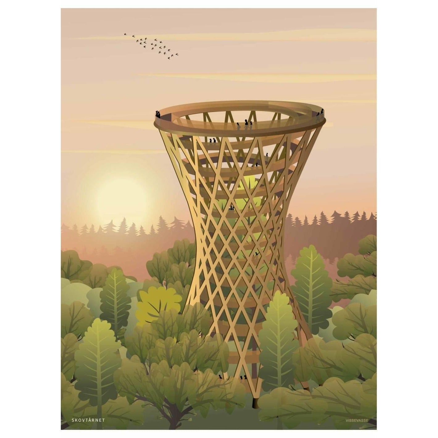 Vissevasse Forest Tower -affisch, 50 x 70 cm