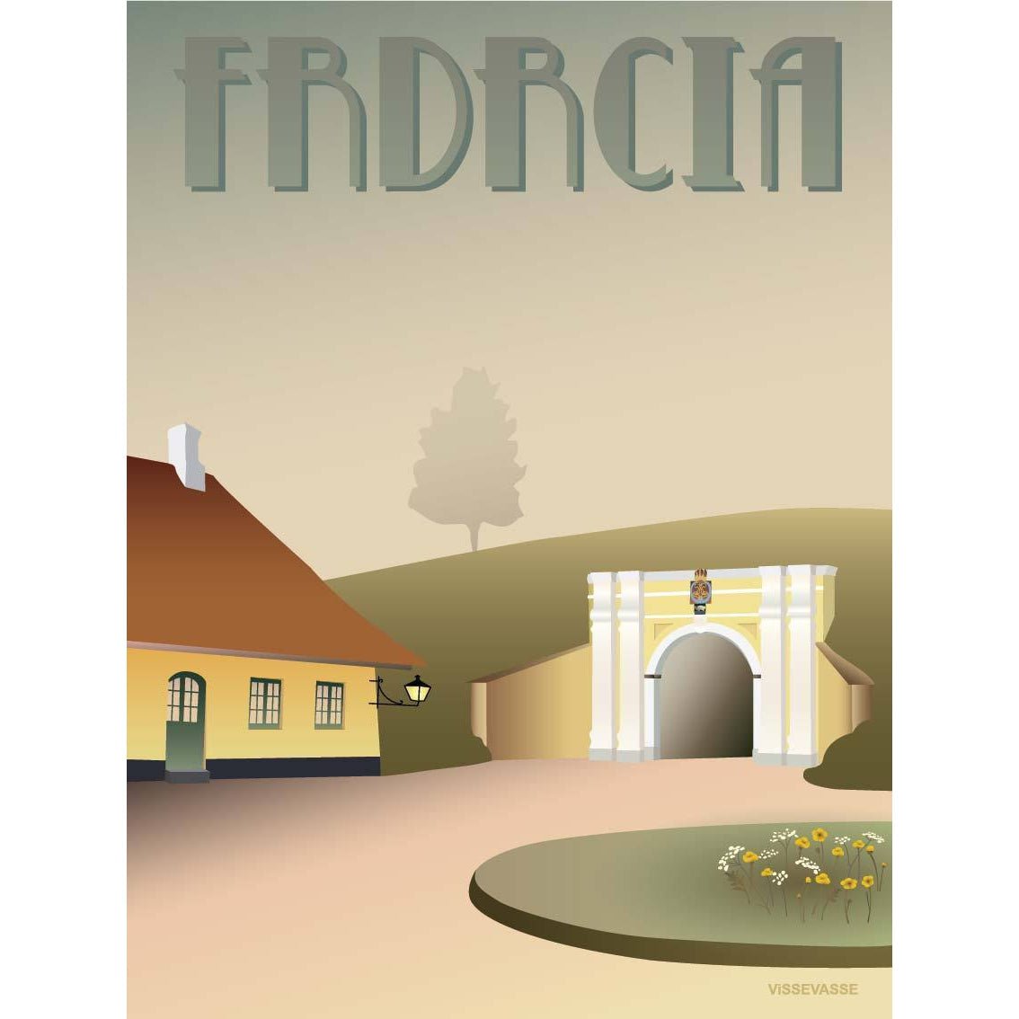 Vissevasse Fredericia City Gate -affisch, 15x21 cm