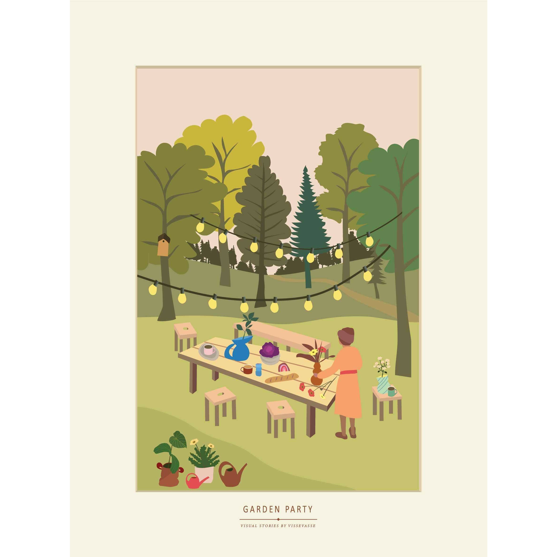 Vissevasse Garden Party Plakat, Limited Edition, 50x70 cm