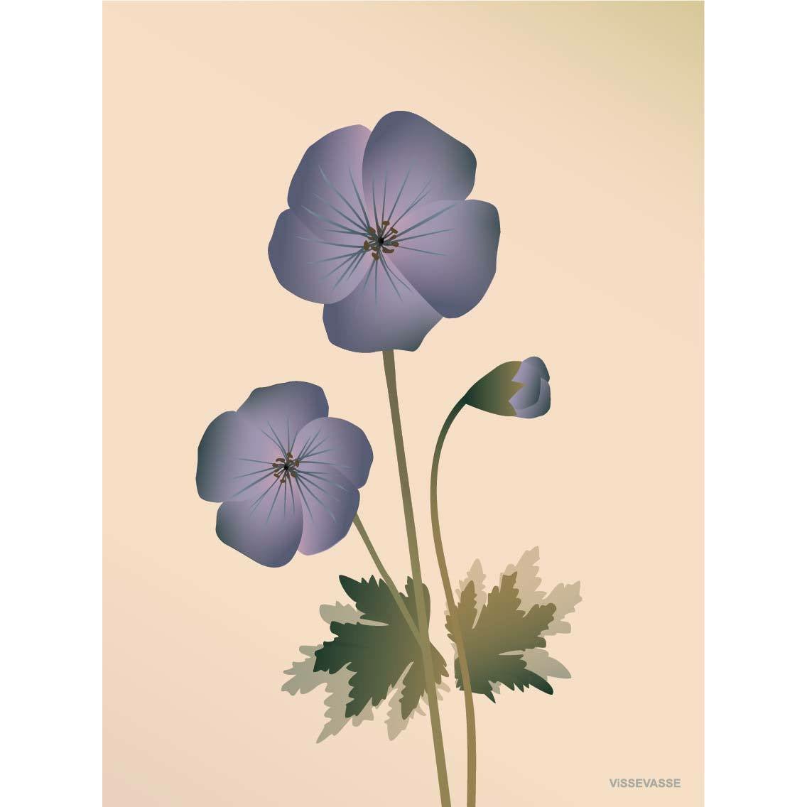 Vissevasse Geranium -affisch, naken, 30x40 cm