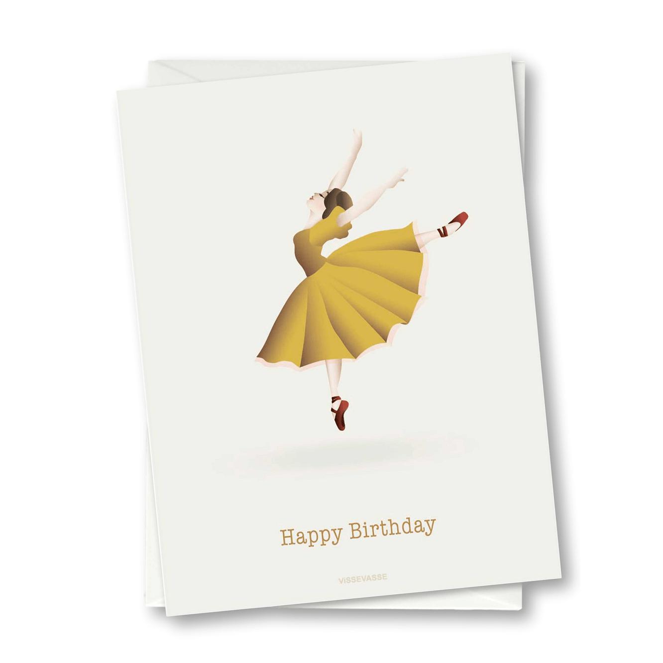Vissevasse Happy Birthday Ballerina Anledningskort, 10,5x15cm