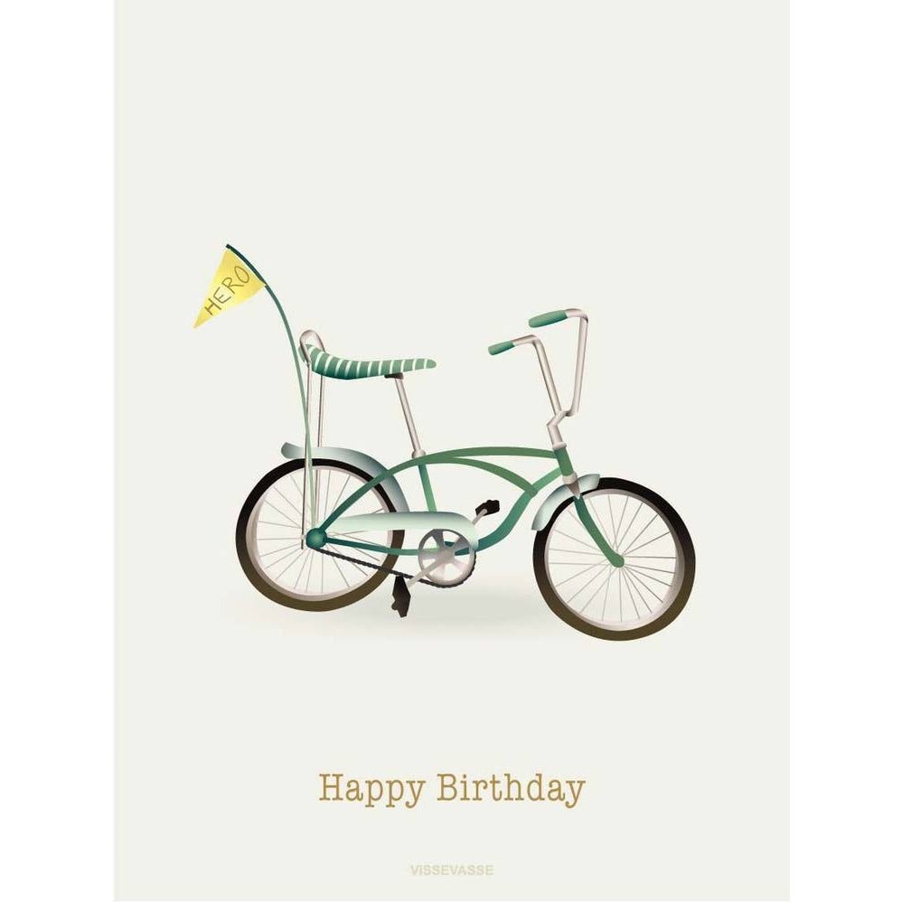 Vissevasse Happy Birthday Cykel, 10,5x15cm