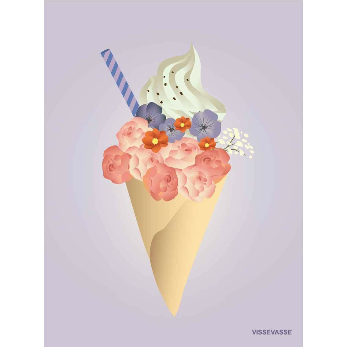 Vissevasse Ice Cream Flower Anledningskort, A7