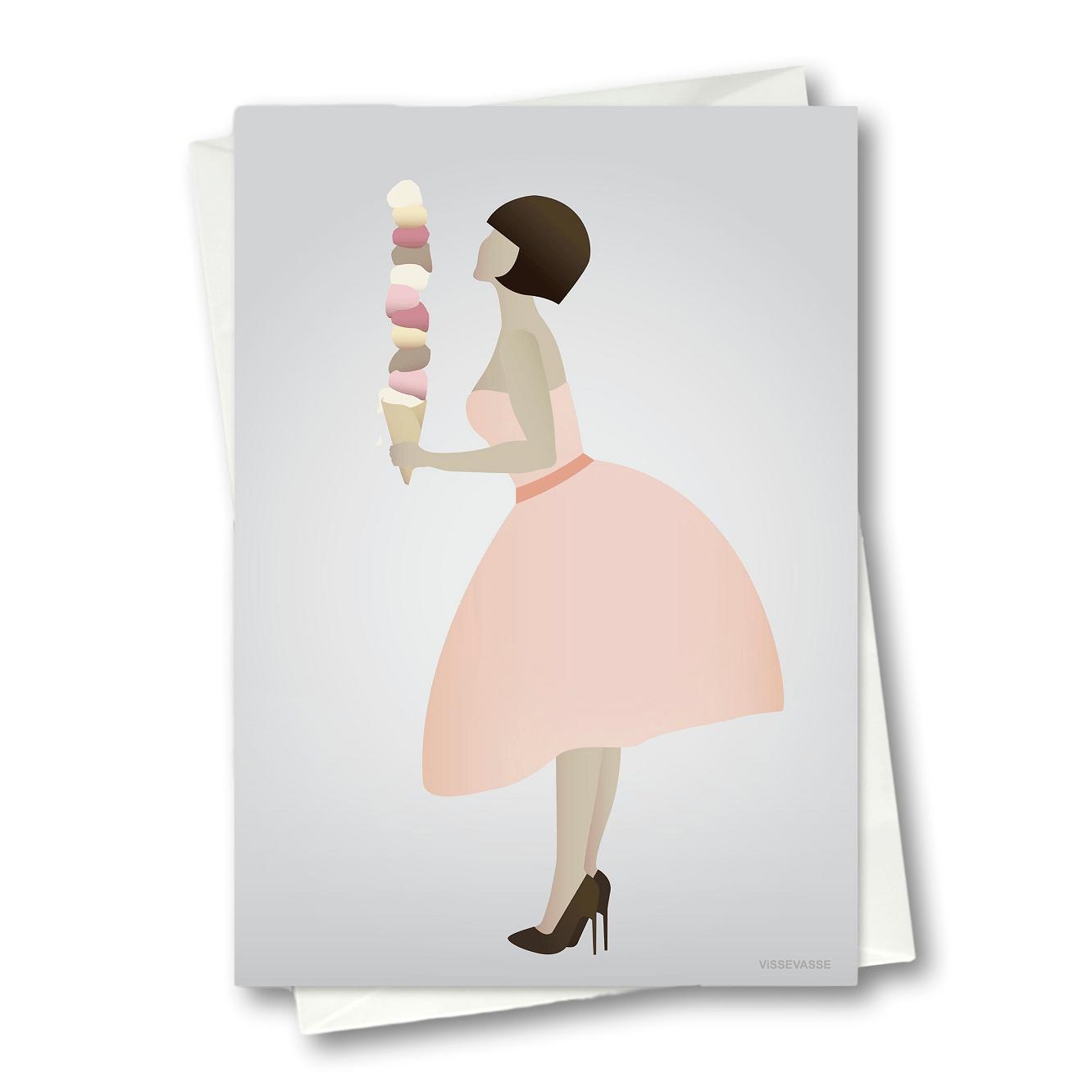 Vissevasse Ice Cream Lady Anledningskort, 10,5x15cm