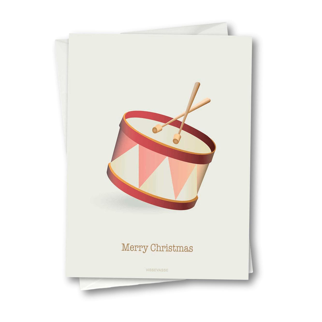 Vissevasse Merry Christmas Drum Advart Card, 10.5x15cm