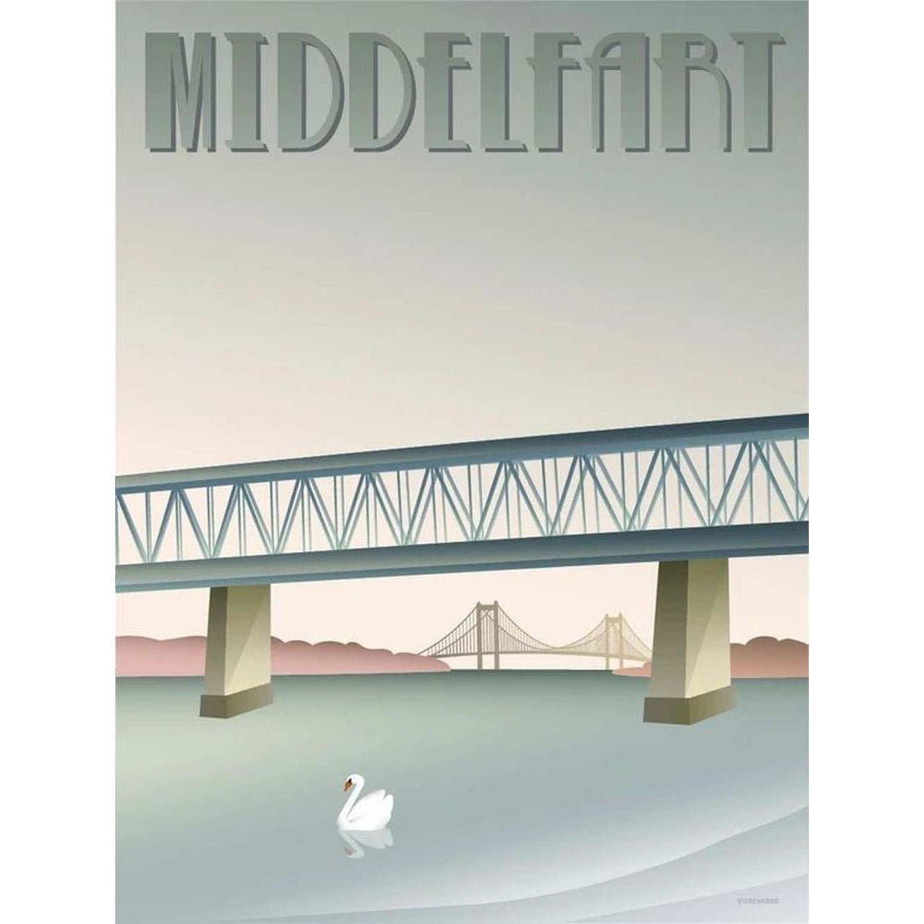 Vissevasse Middelfart Old Bridge -affisch, 30x40 cm