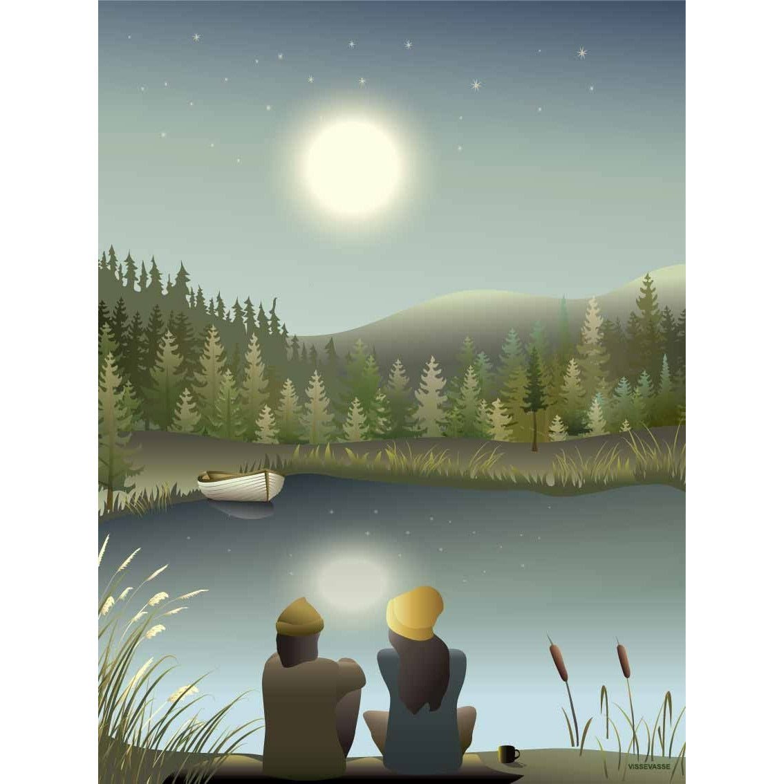 Vissevasse Moonlight With You -affisch, 15x21 cm