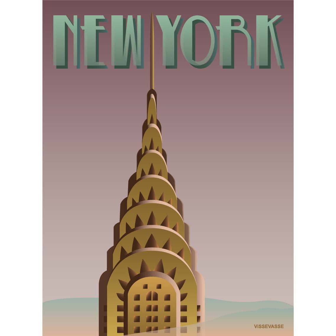 Vissevasse New York Chrysler -affisch, 15x21 cm