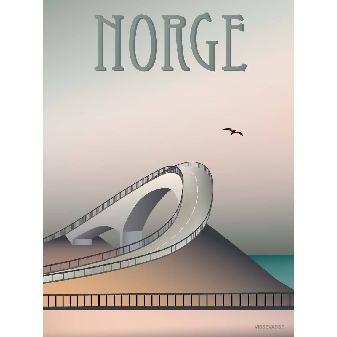 Vissevasse Norge Atlantic Road Poster, 15x21 cm