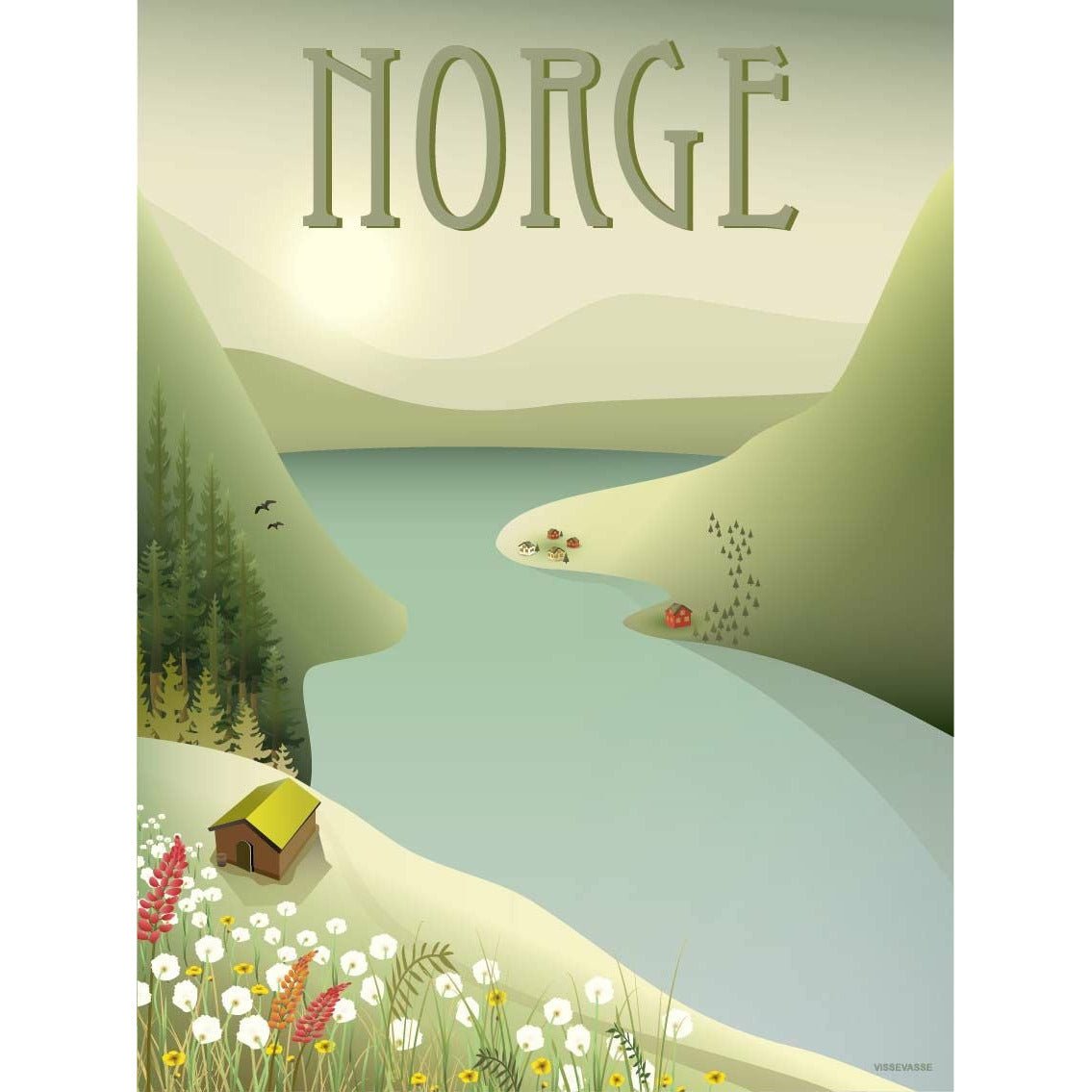 Vissevasse Norge The Mountain Poster, 15x21 cm