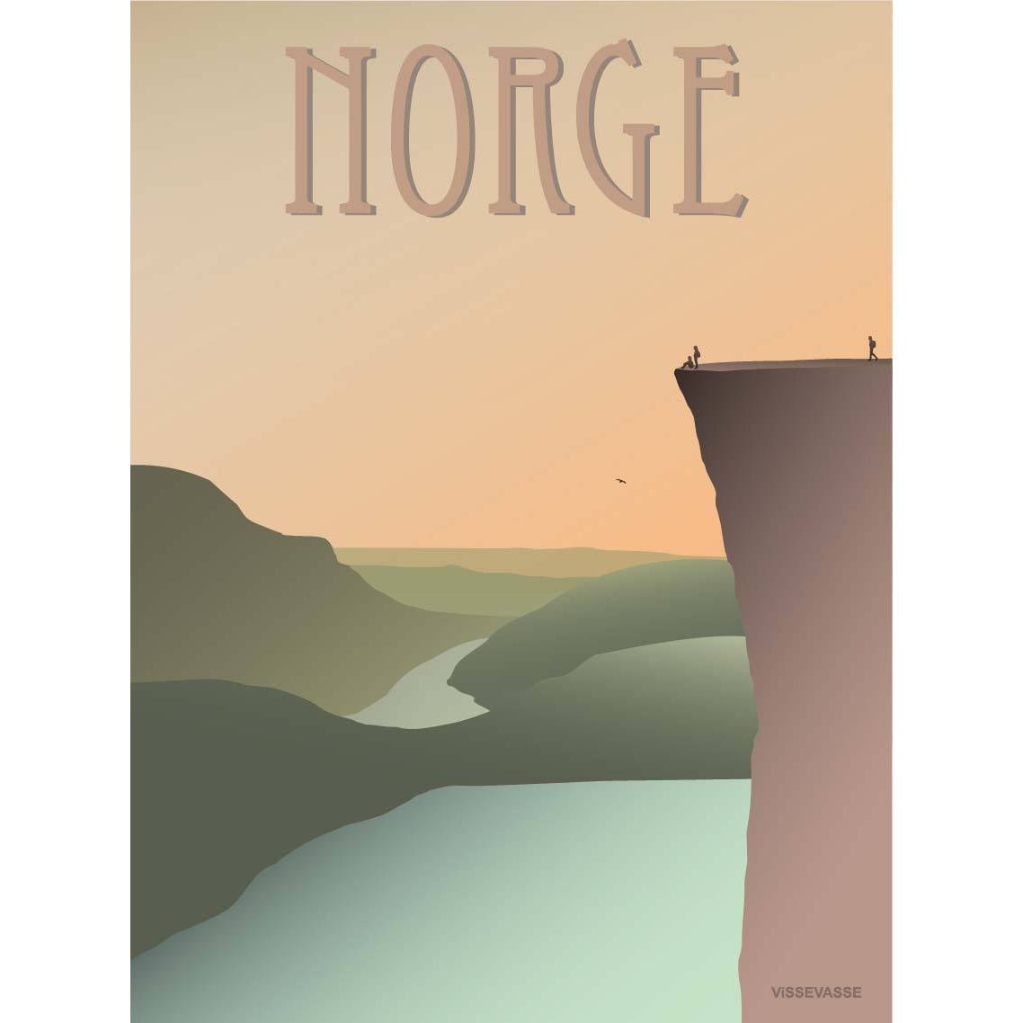 Vissevasse Norge Predikestolen -affisch, 15x21 cm