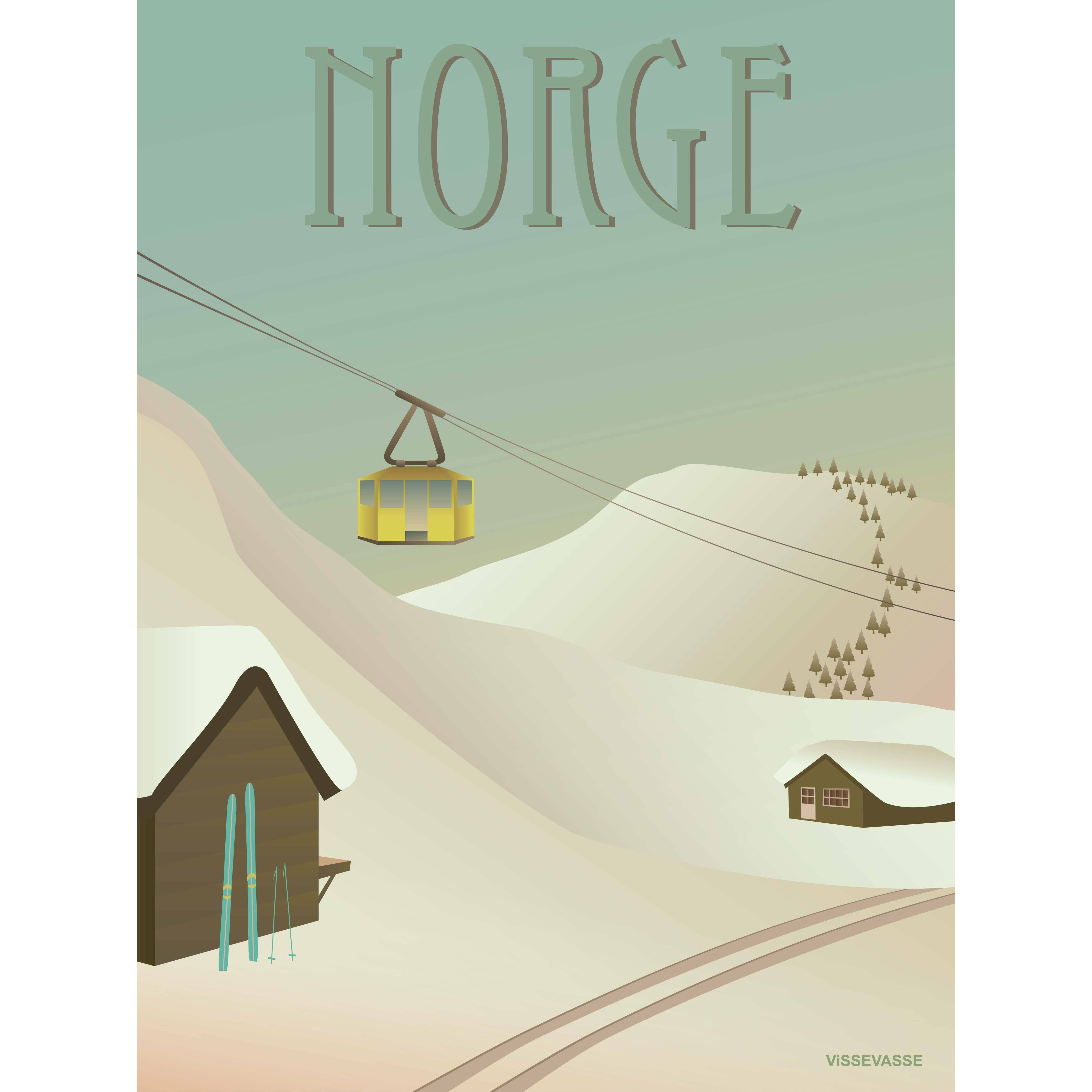 Vissevasse Norge Sneen Plakat, 50X70 Cm