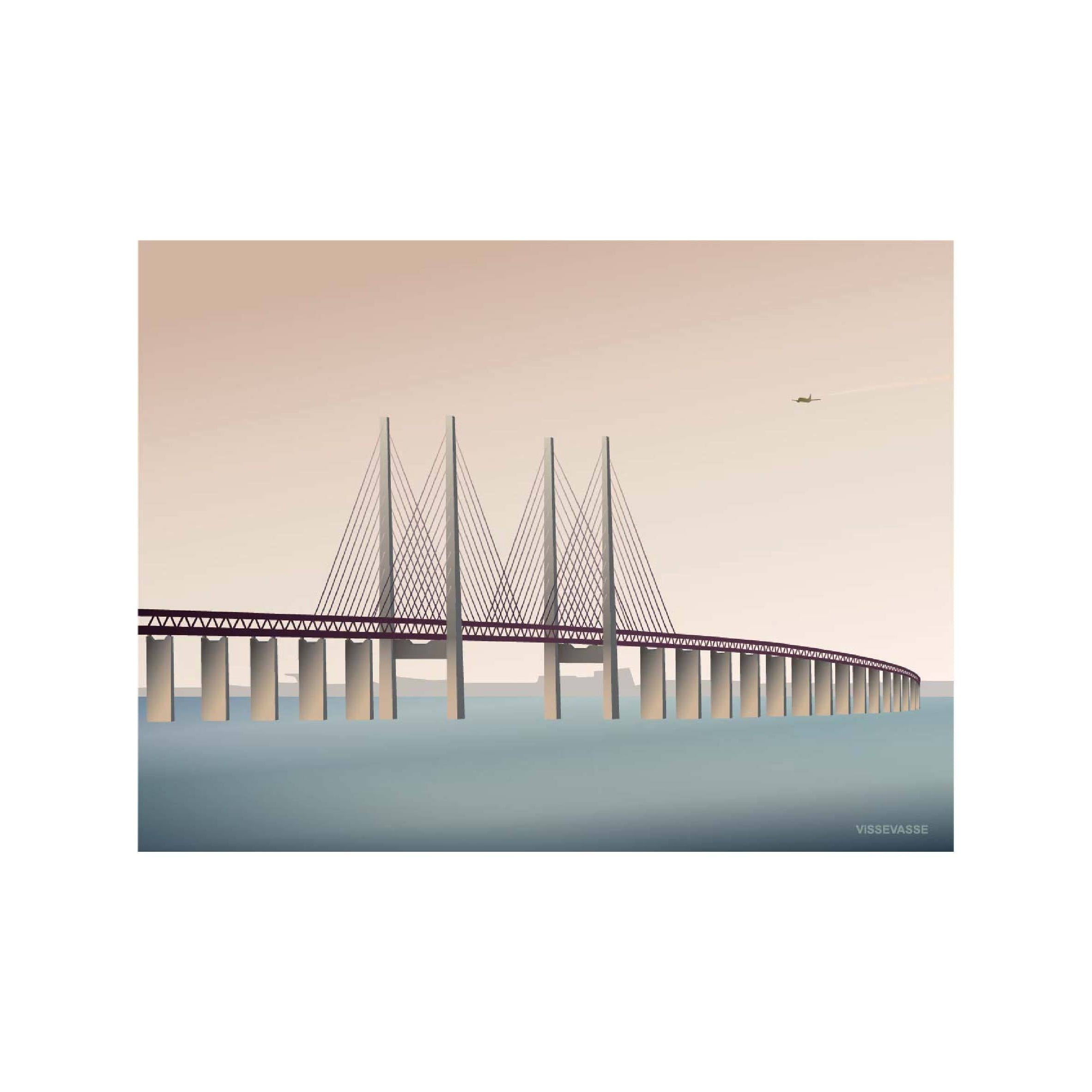 Vissevasse Øresund bridge affisch, 15x21 cm
