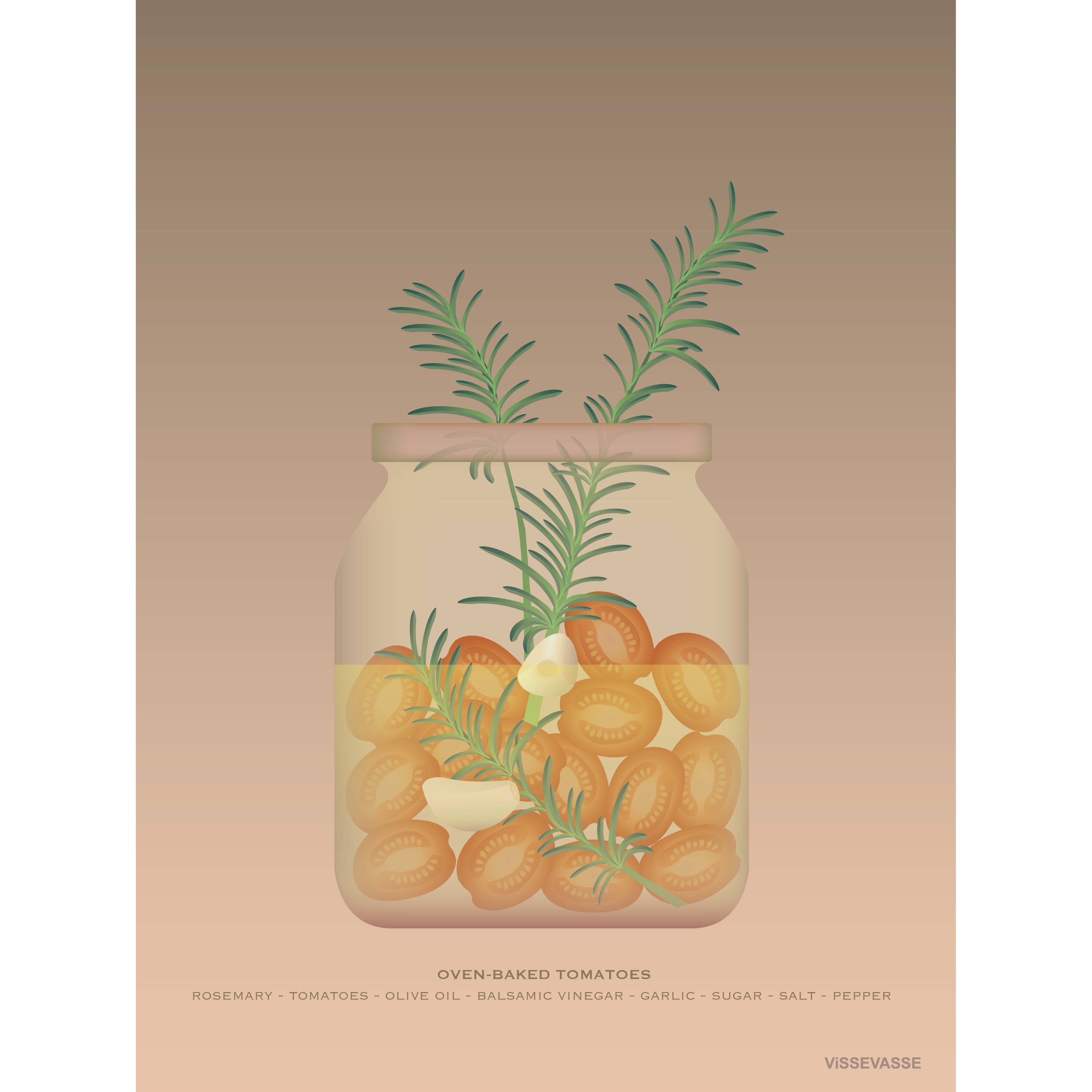 Vissevasse Överbakade tomater affisch, 15x21 cm