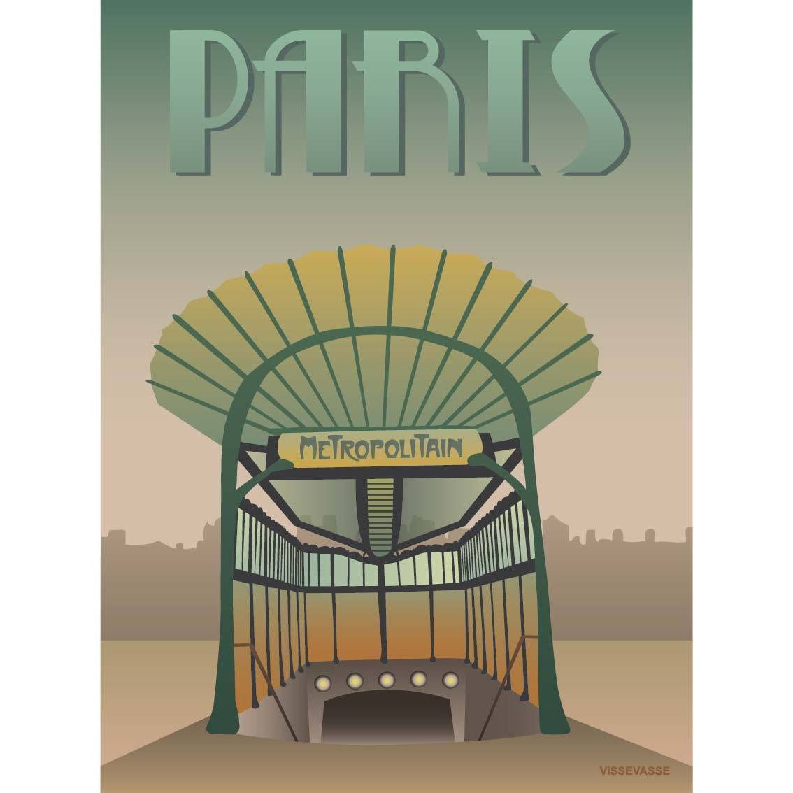 Vissevasse Paris Metroen Plakat, 15X21 Cm