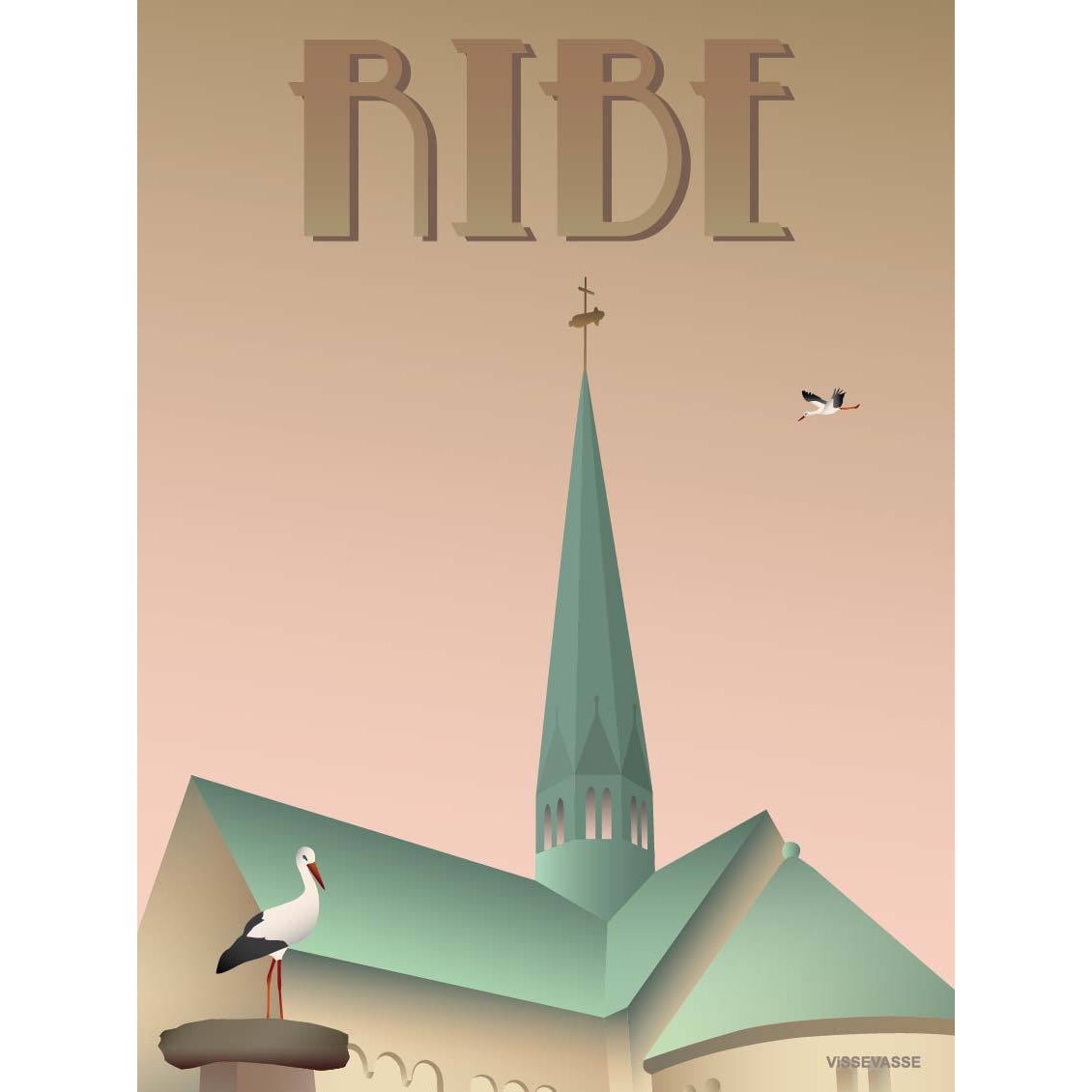 Vissevasse Rib Storks -affisch, 15x21 cm