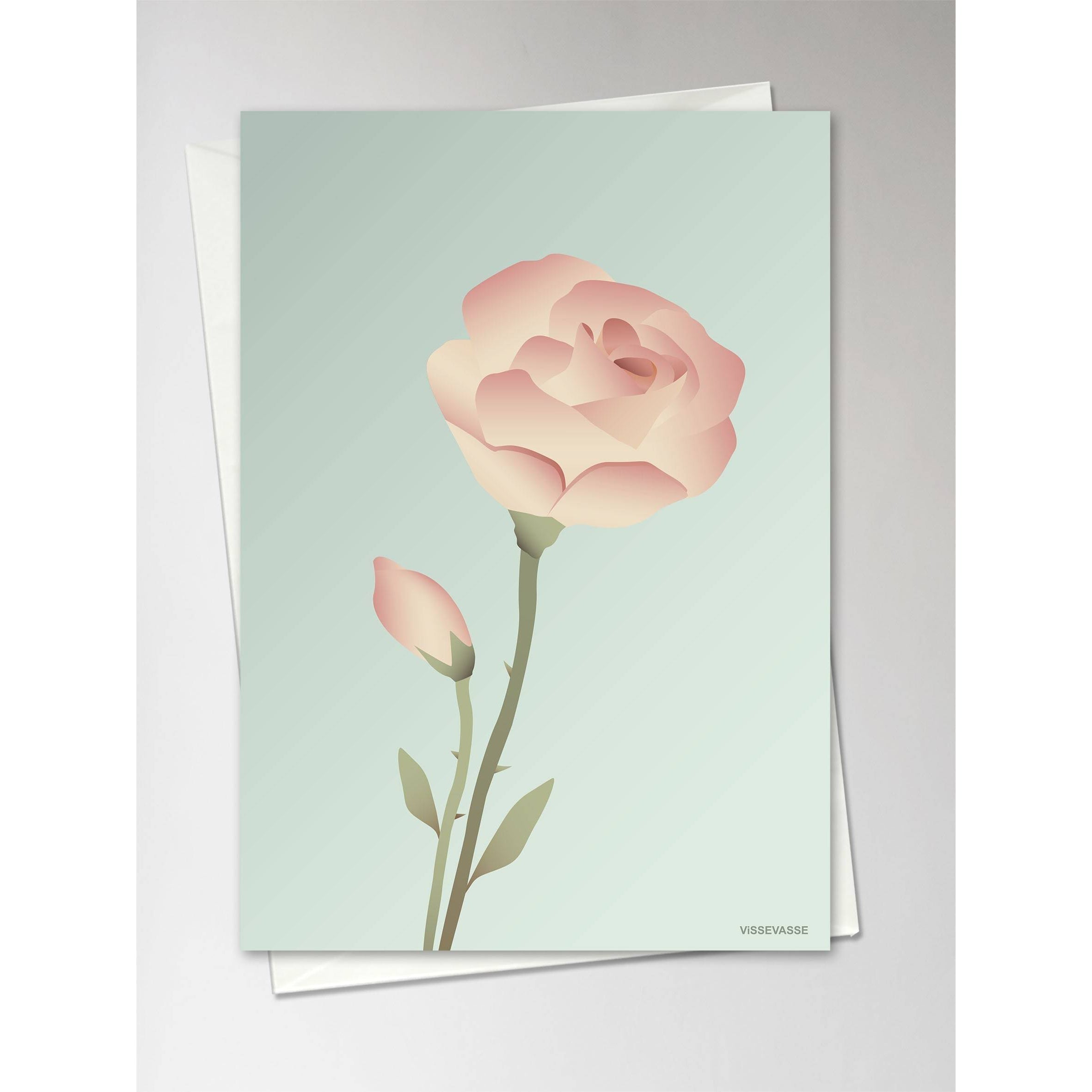 Vissevasse Rose Anledningskort, Mint, 10.5X15 Cm